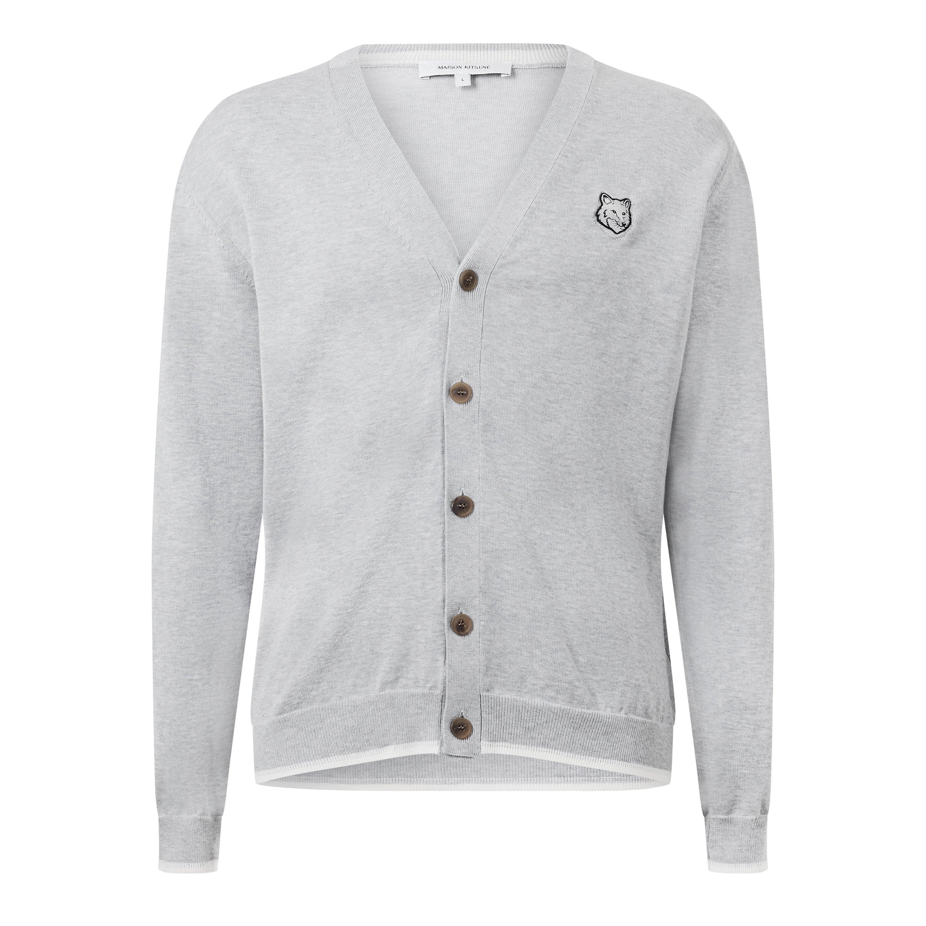 Grey - Maison Kitsune - Bold Fox Head Patch Regular Cardigan - 1