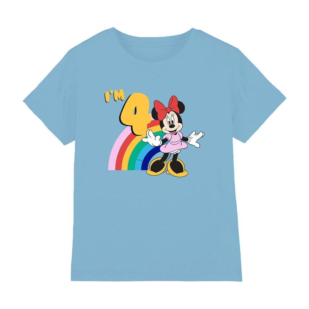 Light Blue - Disney - Minnie Mouse Rainbow 4th Birthday Shirt kids t-shi - 1