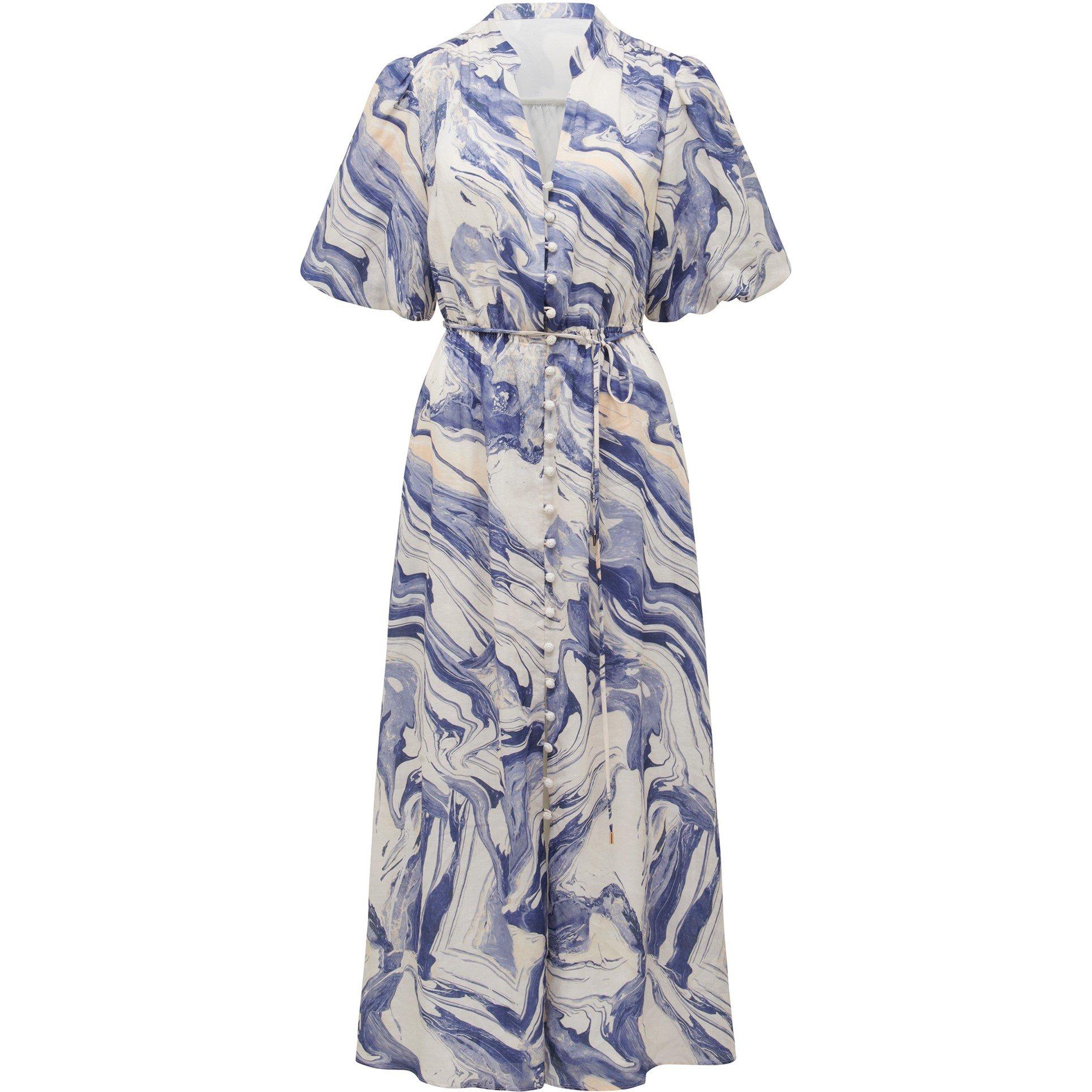 Blue Sahara Mar - Forever New - Loren Puff Sleeves Midi Dress - 1