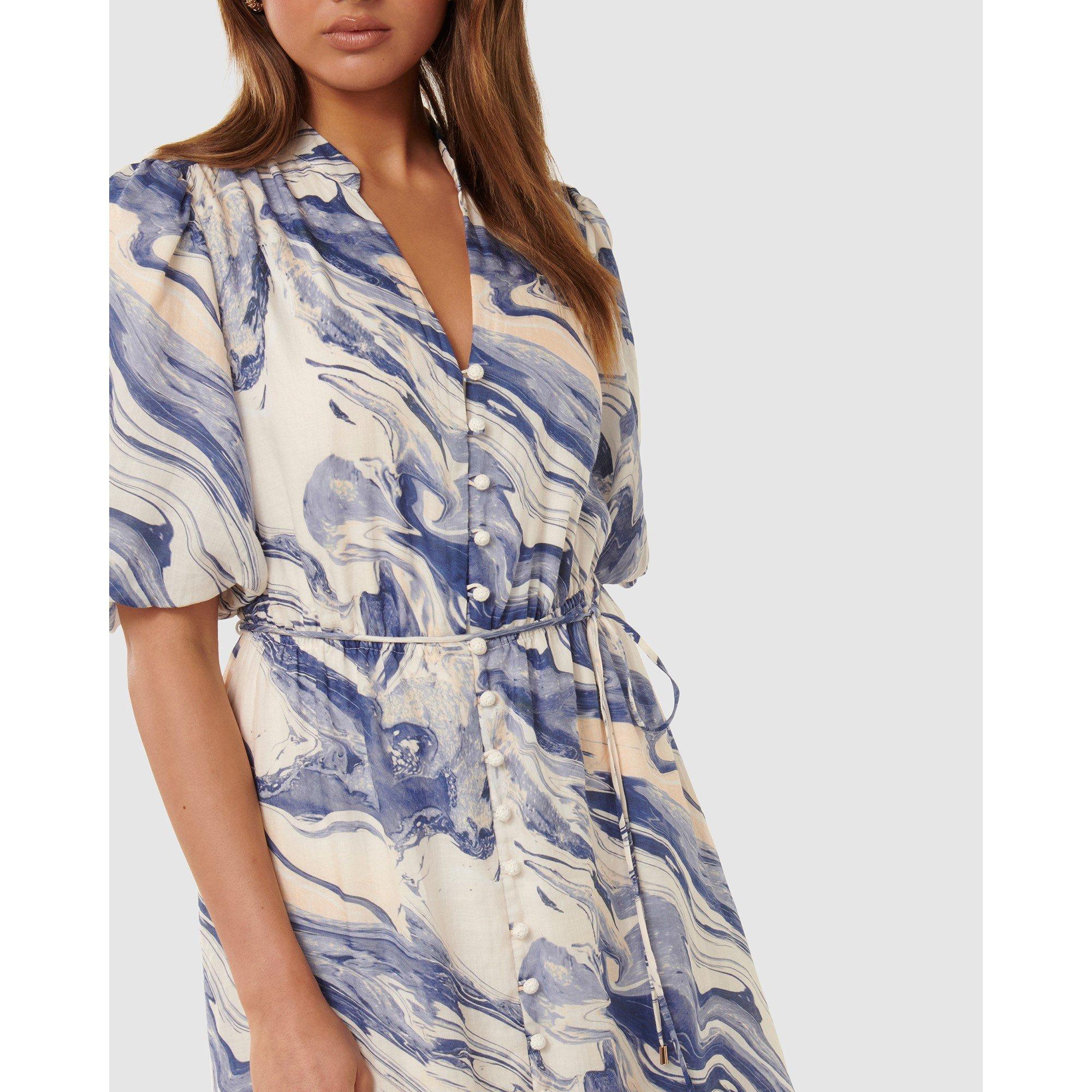Blue Sahara Mar - Forever New - Loren Puff Sleeves Midi Dress - 3