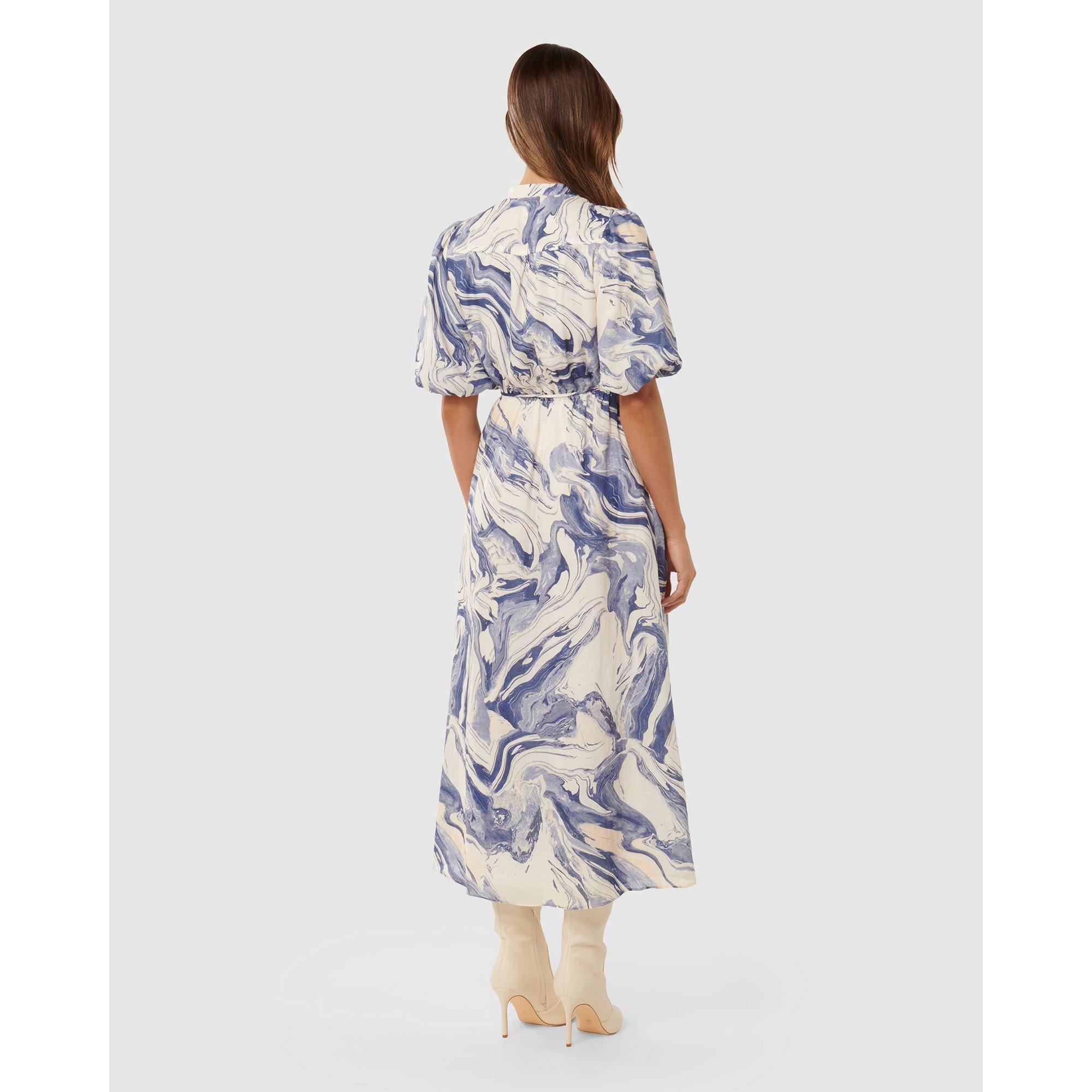 Blue Sahara Mar - Forever New - Loren Puff Sleeves Midi Dress - 5