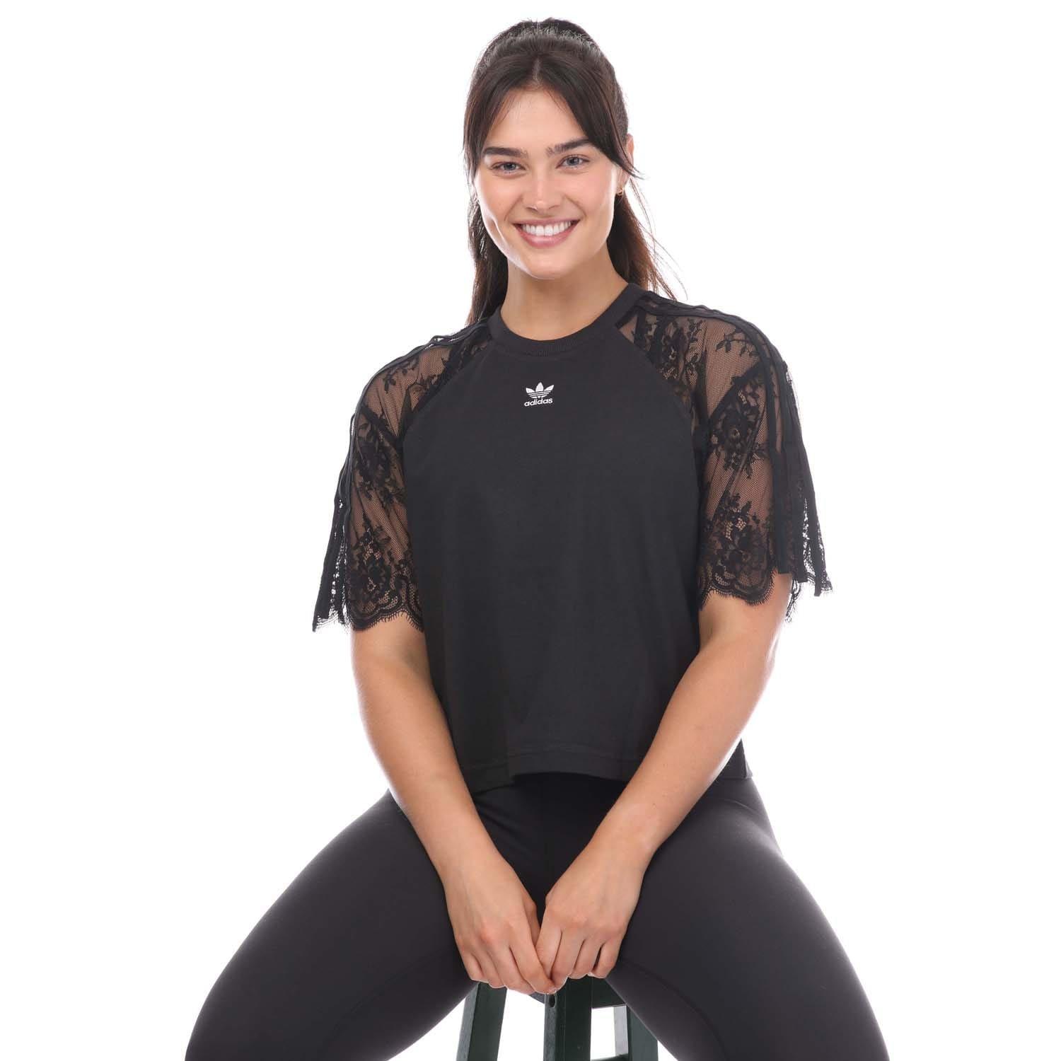Black - adidas Originals - Adicolor Classics Lace T-Shirt - 4