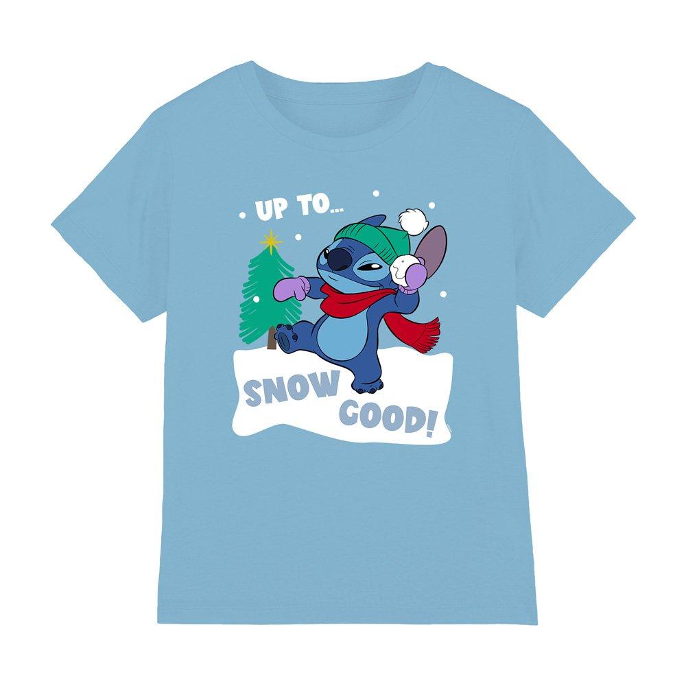 Light Blue - Disney - Lilo & Stitch Up To Snow Good At Christmas Kids T- - 1