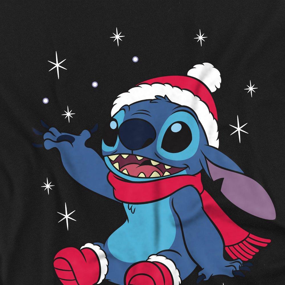 Black - Disney - Lilo and Stitch Christmas Snowflakes Kids T-Shirt - 2