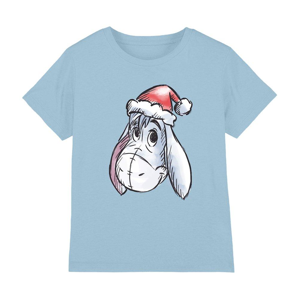 Light Blue - Winnie The Pooh - Eeyore Santa Hat Kids T-Shirt Light Blue - 1