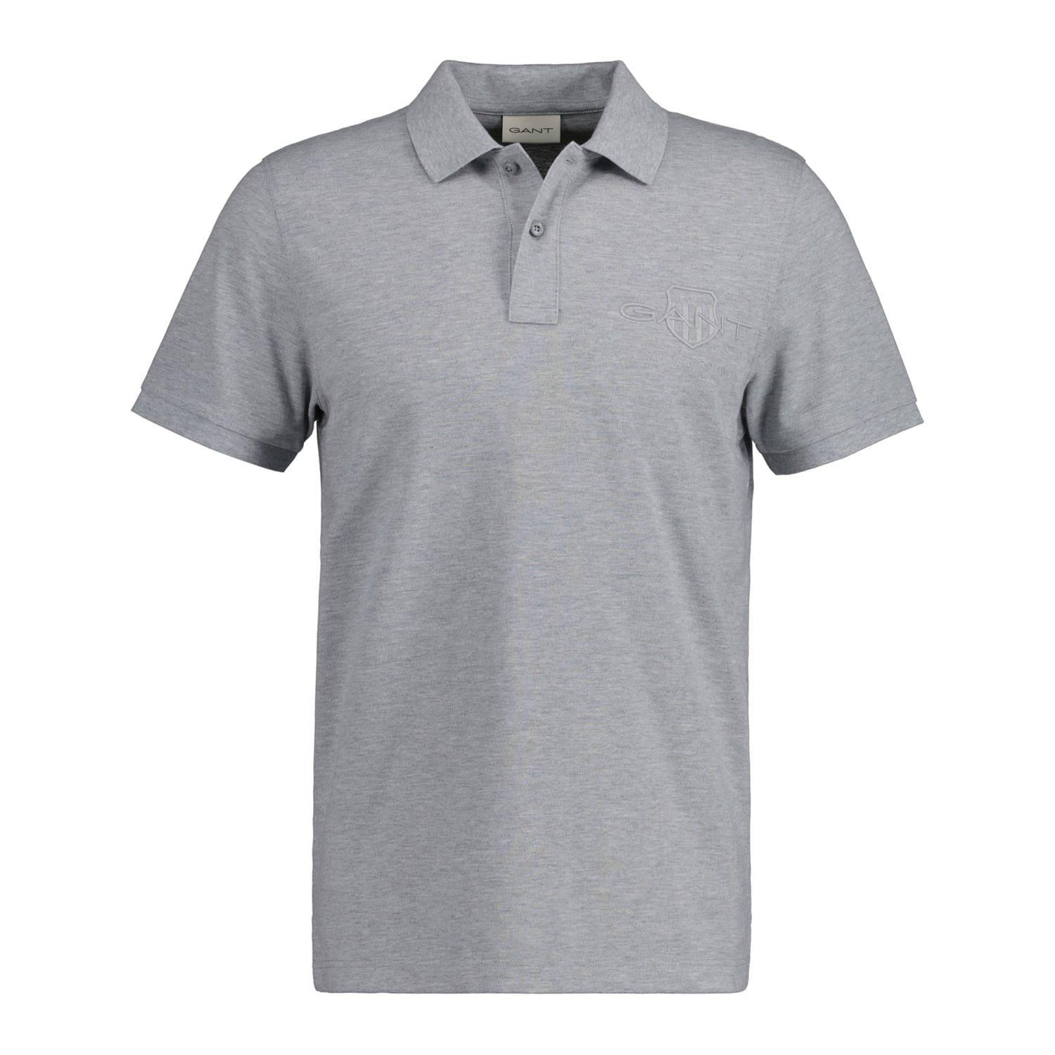 Grey - Gant - Tonal Shield Polo Shirt - 2
