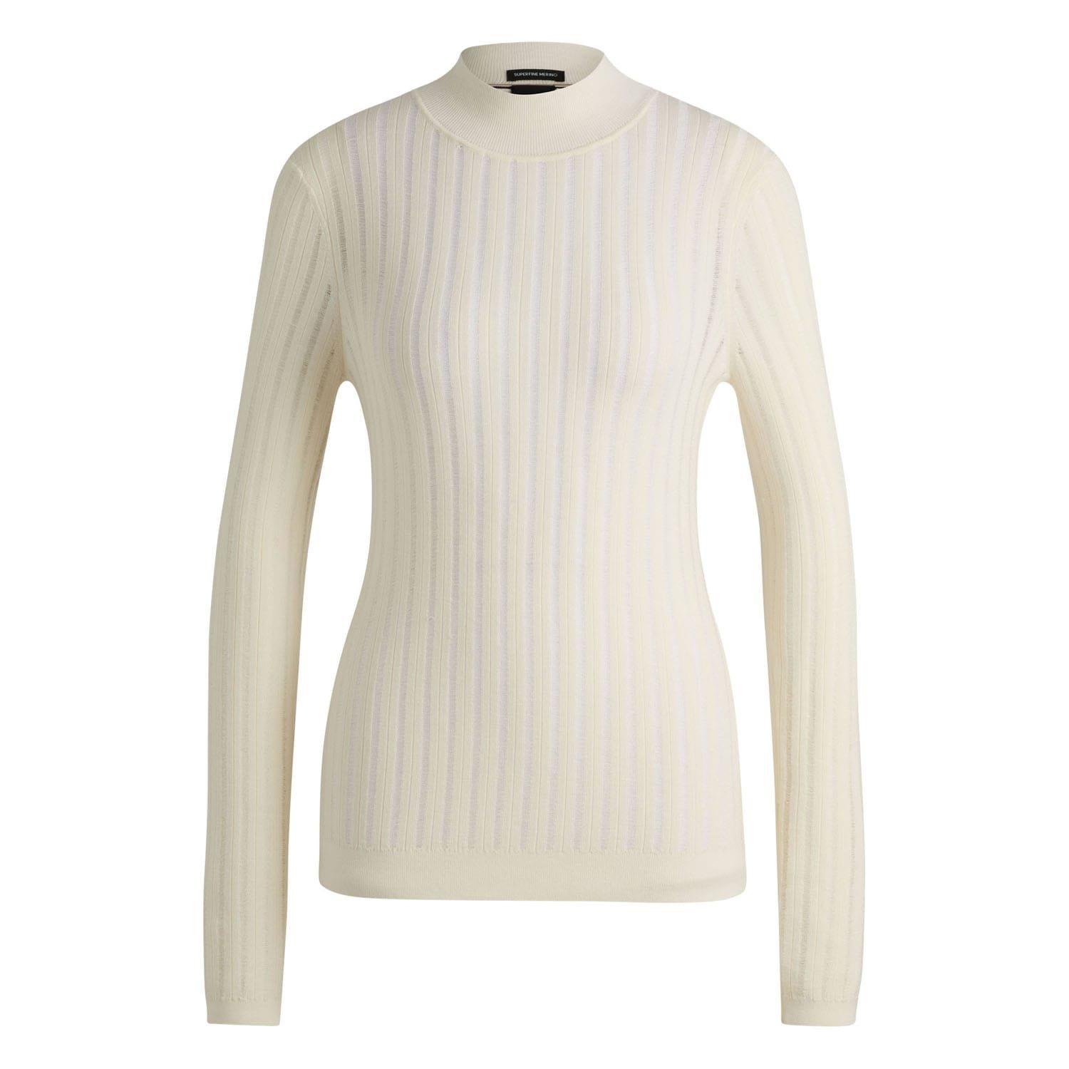 White - Boss - Fatirami Structured Stripes Sweater - 4