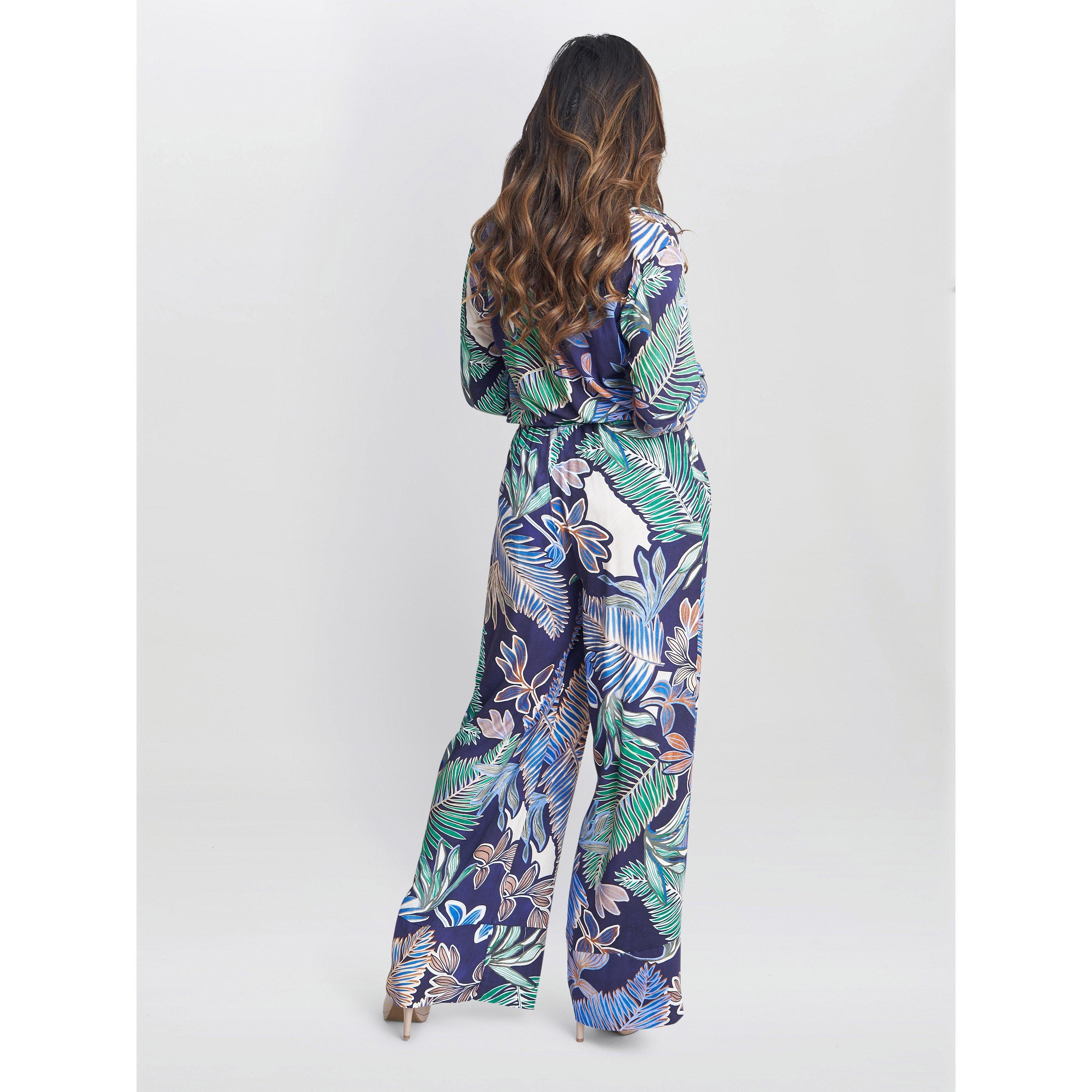 Navy / Multi - Gina Bacconi - Aruna Wide Leg Pull On Trouser - 2