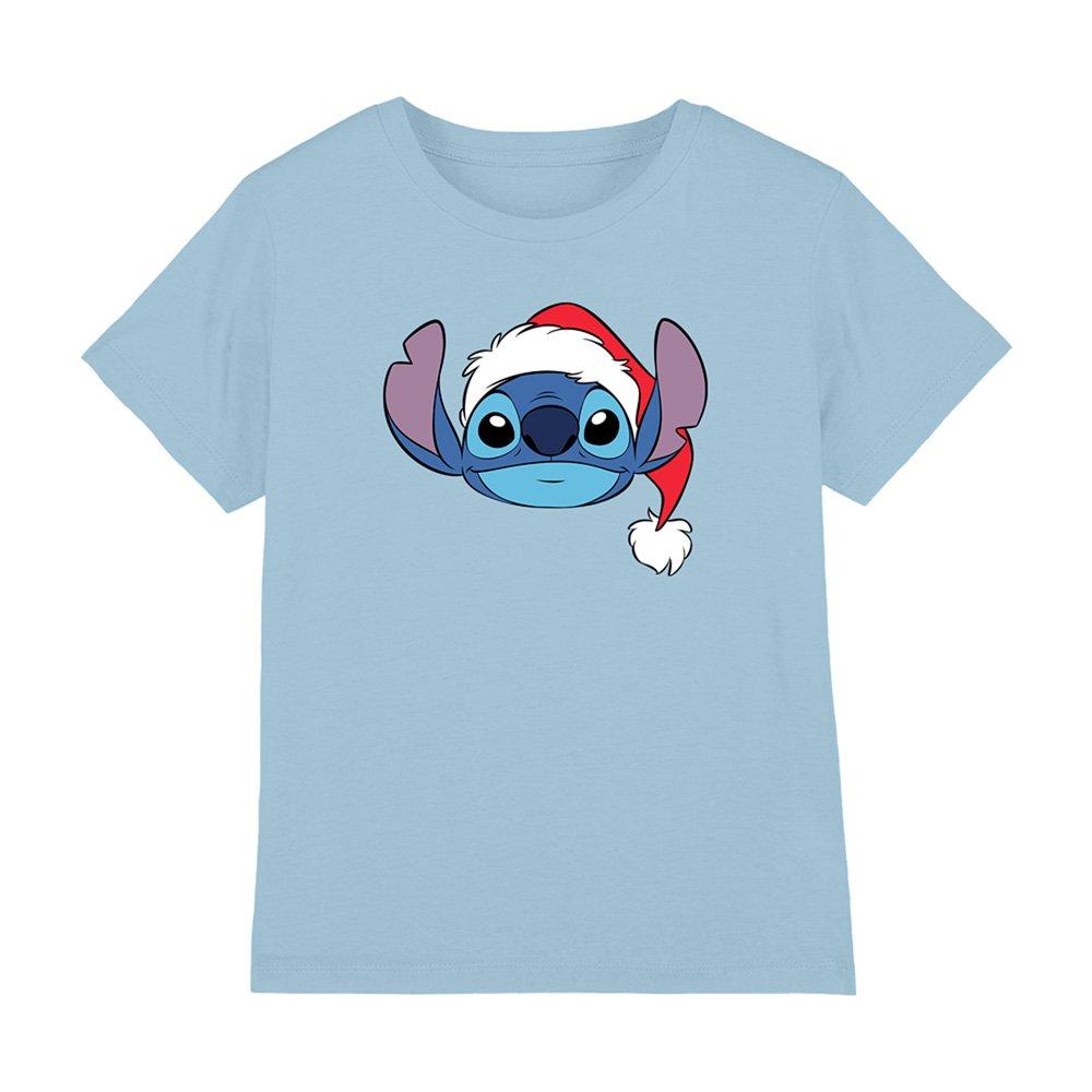 Light Blue - Disney - Stitch Santa Hat Kids T-Shirt Light Blue - 1
