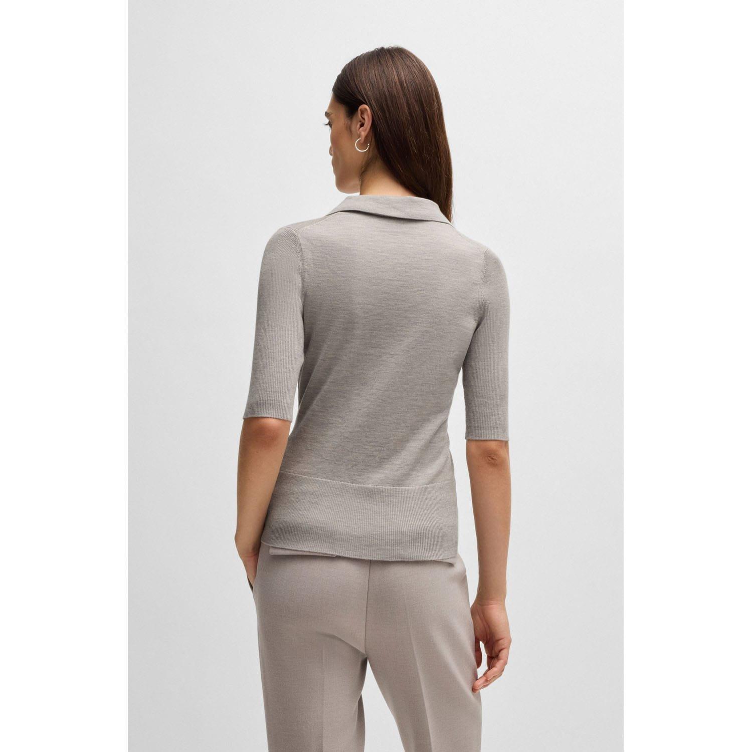 Grey - Boss - Fatirame Button Placket Sweater - 2