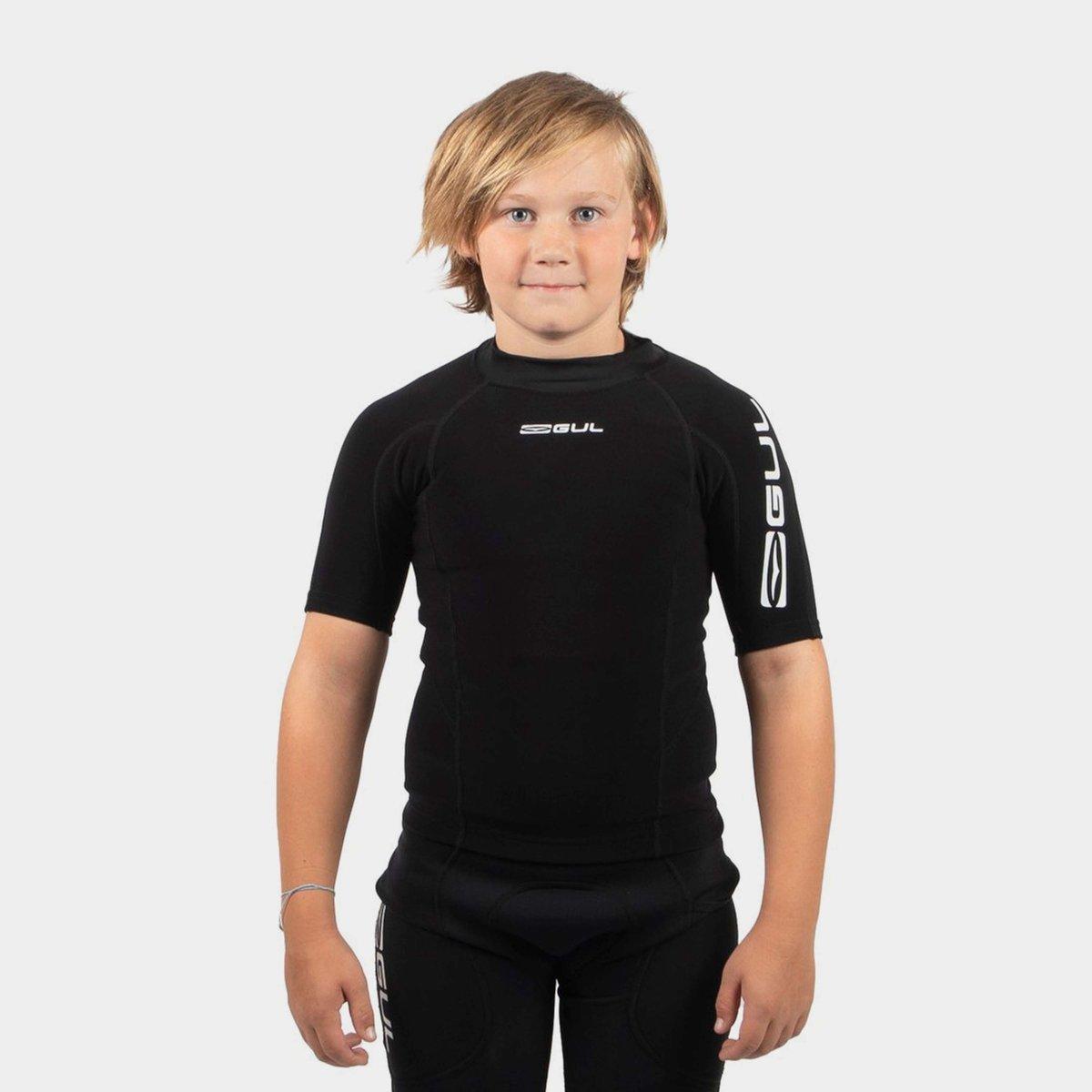Black - Gul - JUNIOR EVOTHERM THERMAL FLATLOCK SHORT SLEEVE - 1