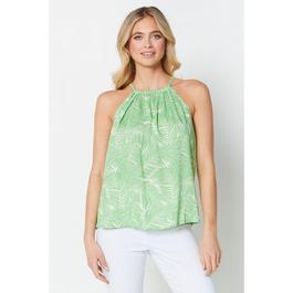 Be You Ladies Halter Neck Palm Print Top