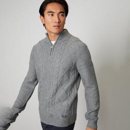 Threadbare Quarter Zip Cable Knit Jumper