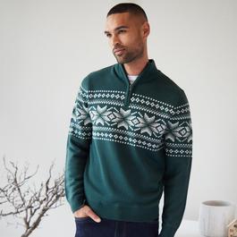 Threadbare Quarter Zip Christmas Knitted Jumper