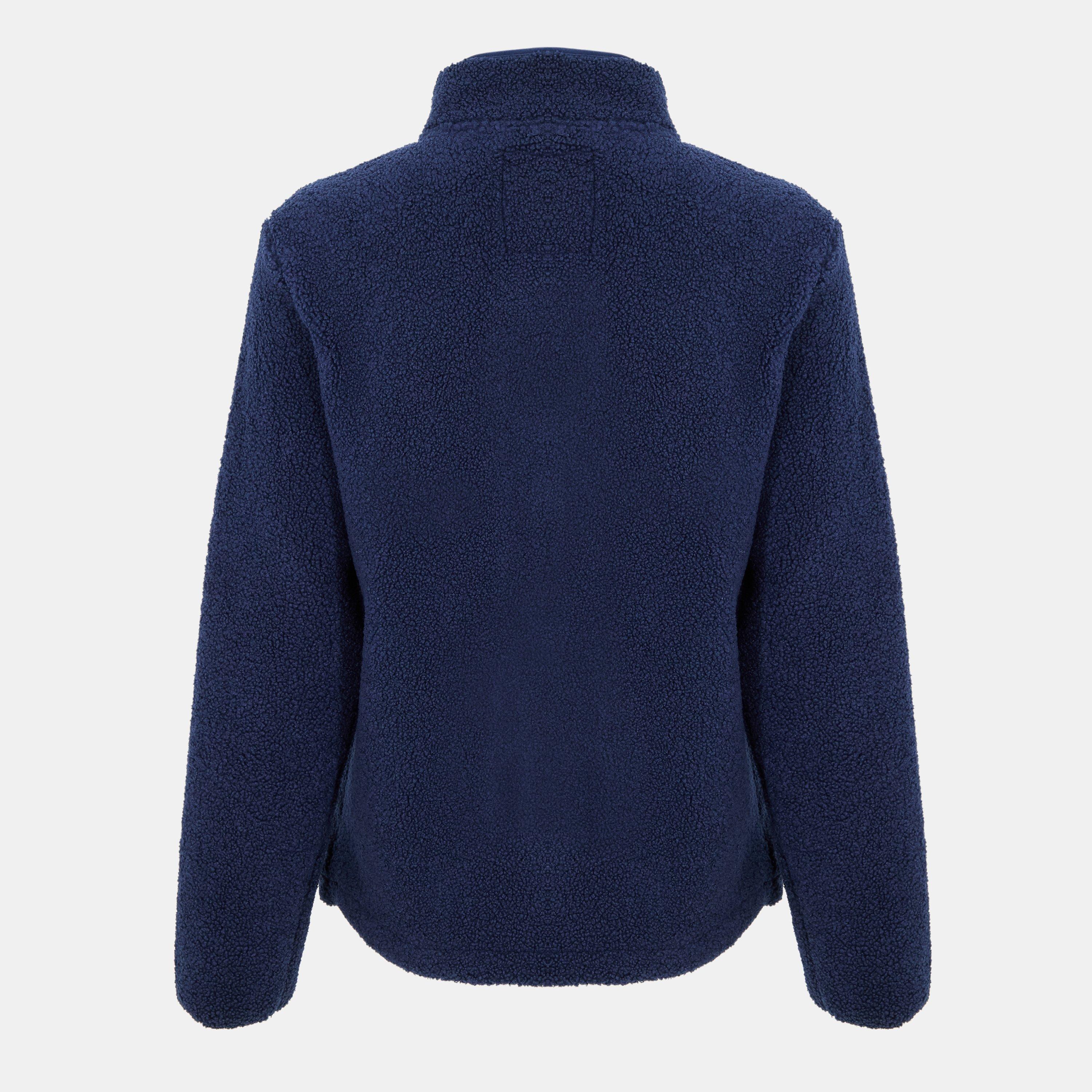 Navy - Threadbare - Zip Through Funnel Neck Borg Fleece - 2