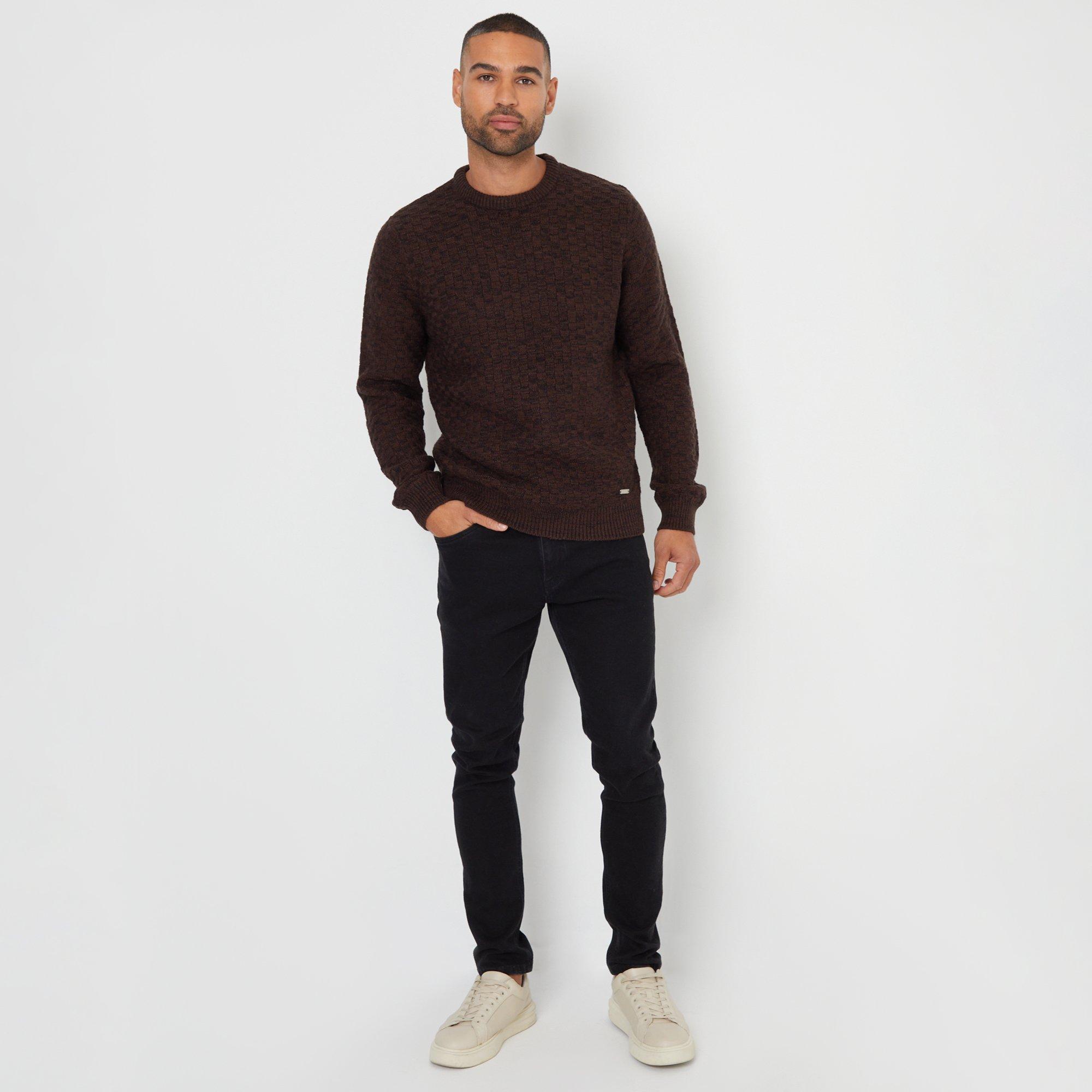 Brown - Threadbare - Textured Knit Crew Neck Jumper - 3