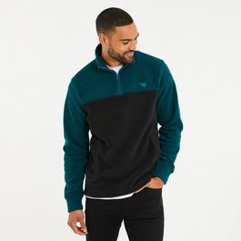 Threadbare Two Tone Quarter Zip Fleece Jumper