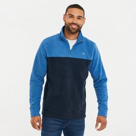 Threadbare Two Tone Quarter Zip Fleece Jumper