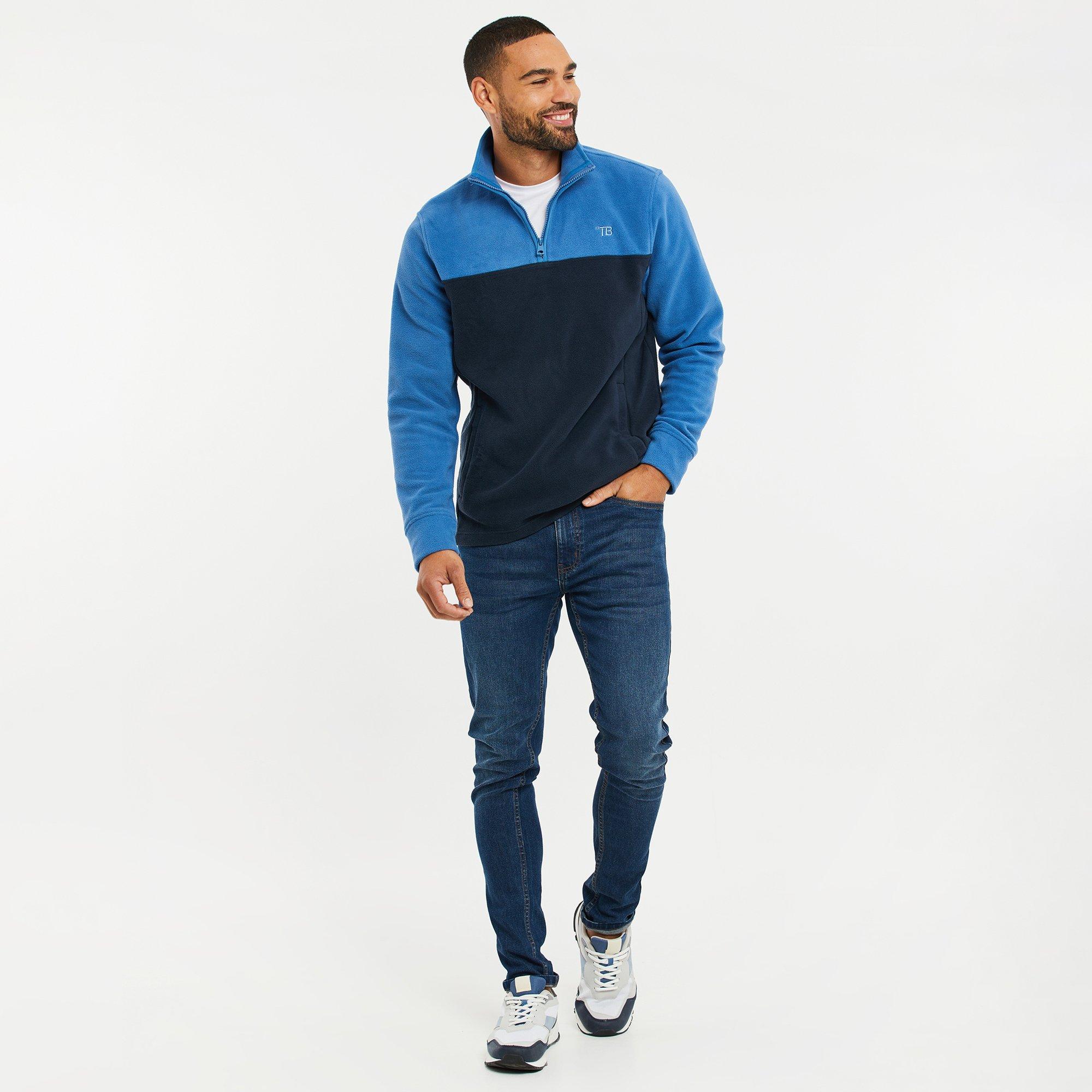 Cobalt - Threadbare - Two Tone Quarter Zip Fleece Jumper - 3