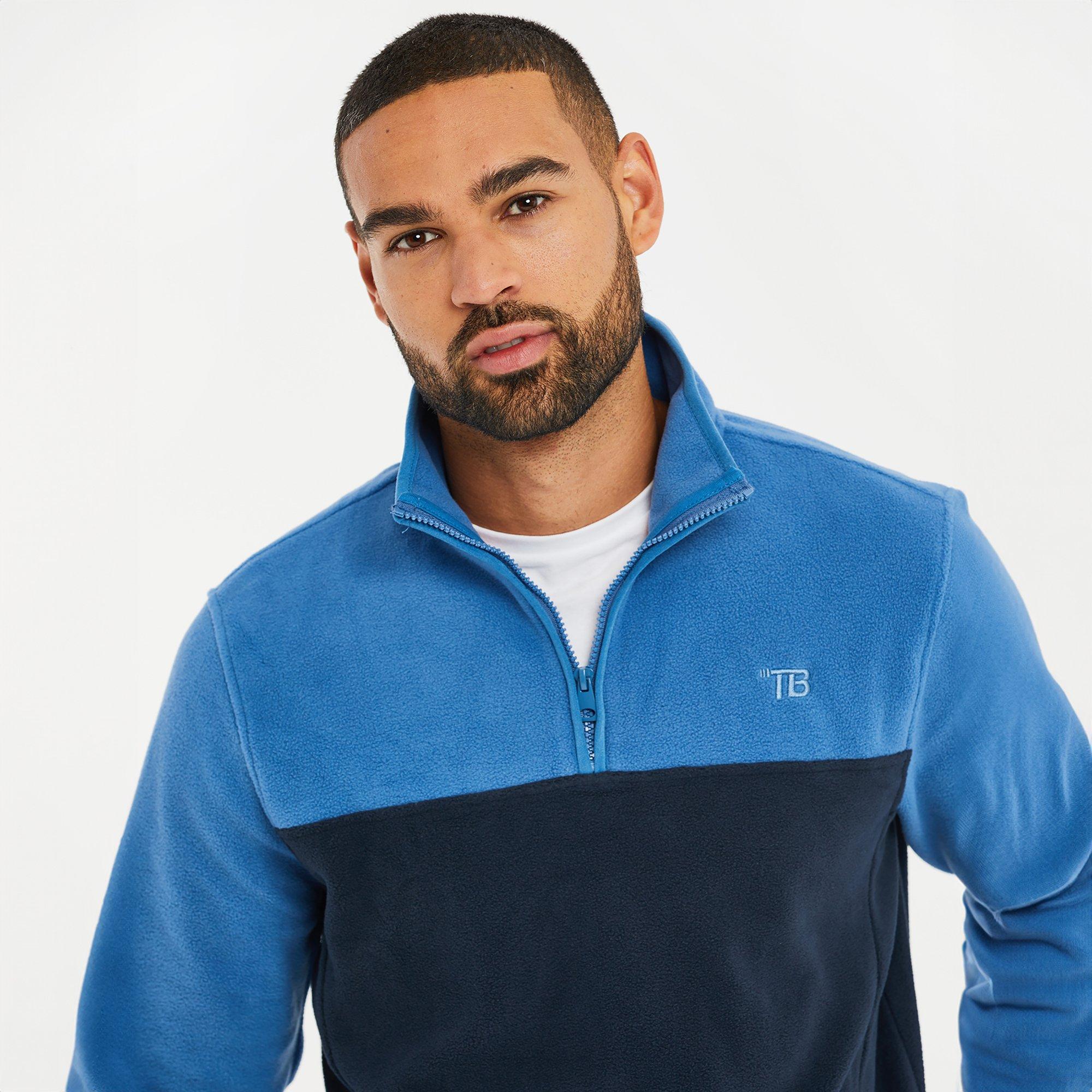Cobalt - Threadbare - Two Tone Quarter Zip Fleece Jumper - 4