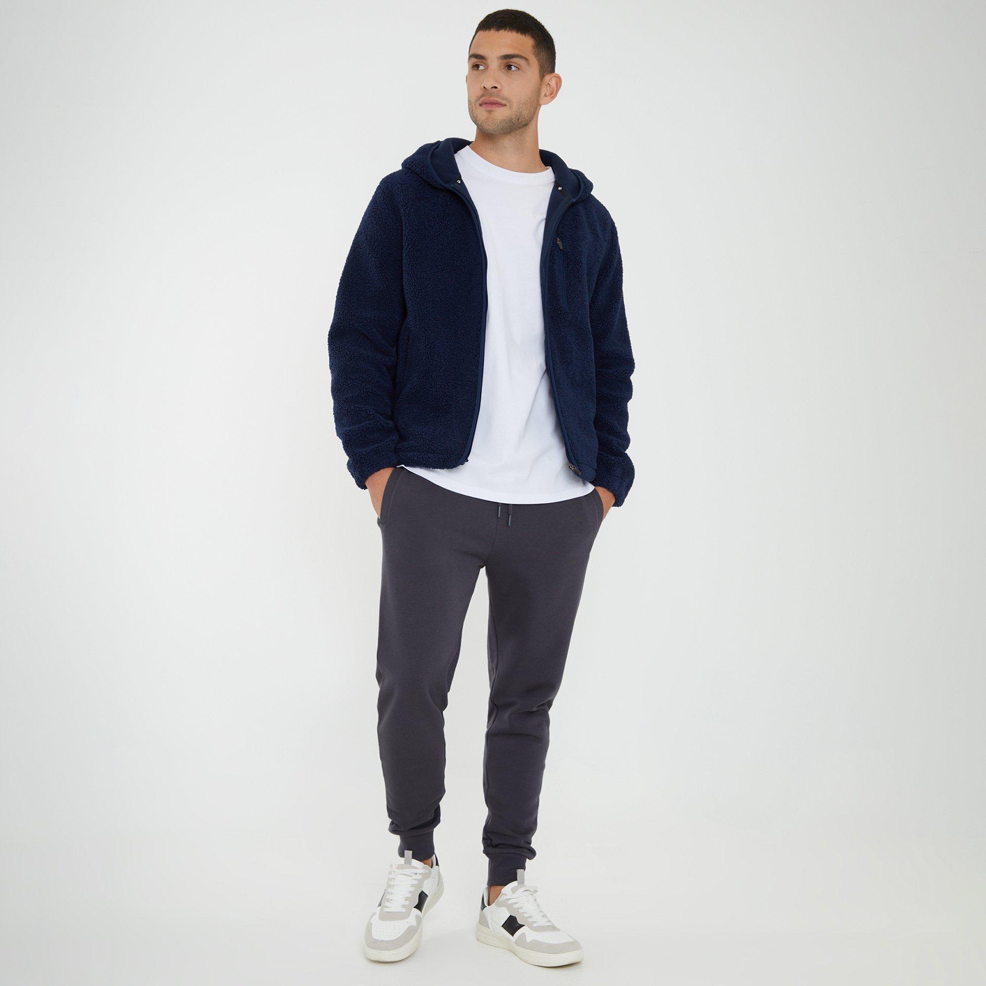 Navy - Threadbare - Men's Borg Zip Hoodie - 3