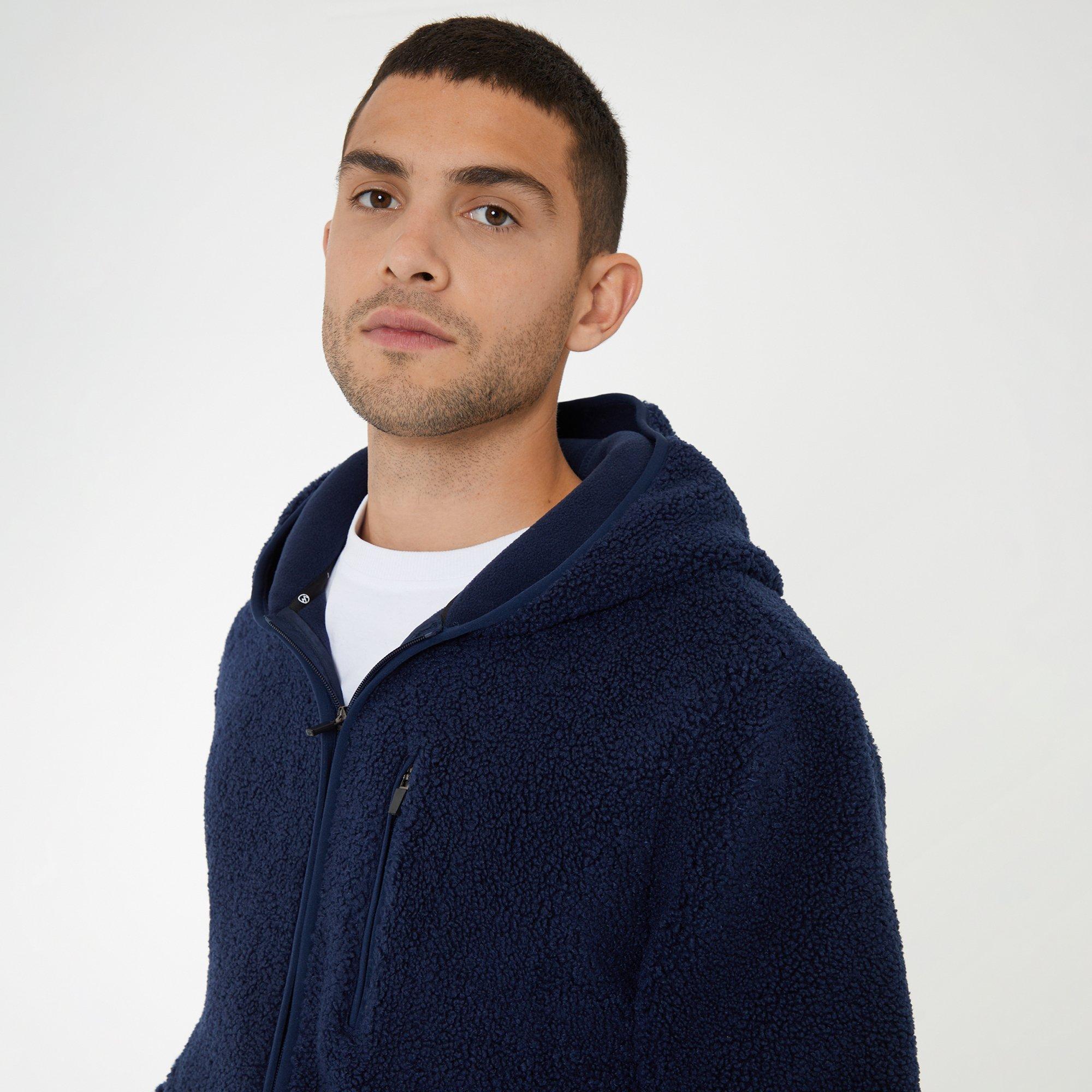 Navy - Threadbare - Men's Borg Zip Hoodie - 4