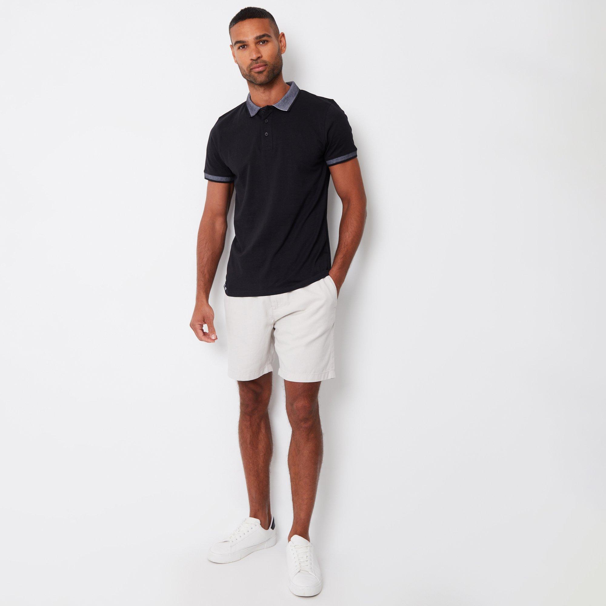 Black - Threadbare - Birdseye Collar Cotton Jersey Polo Shirt - 3