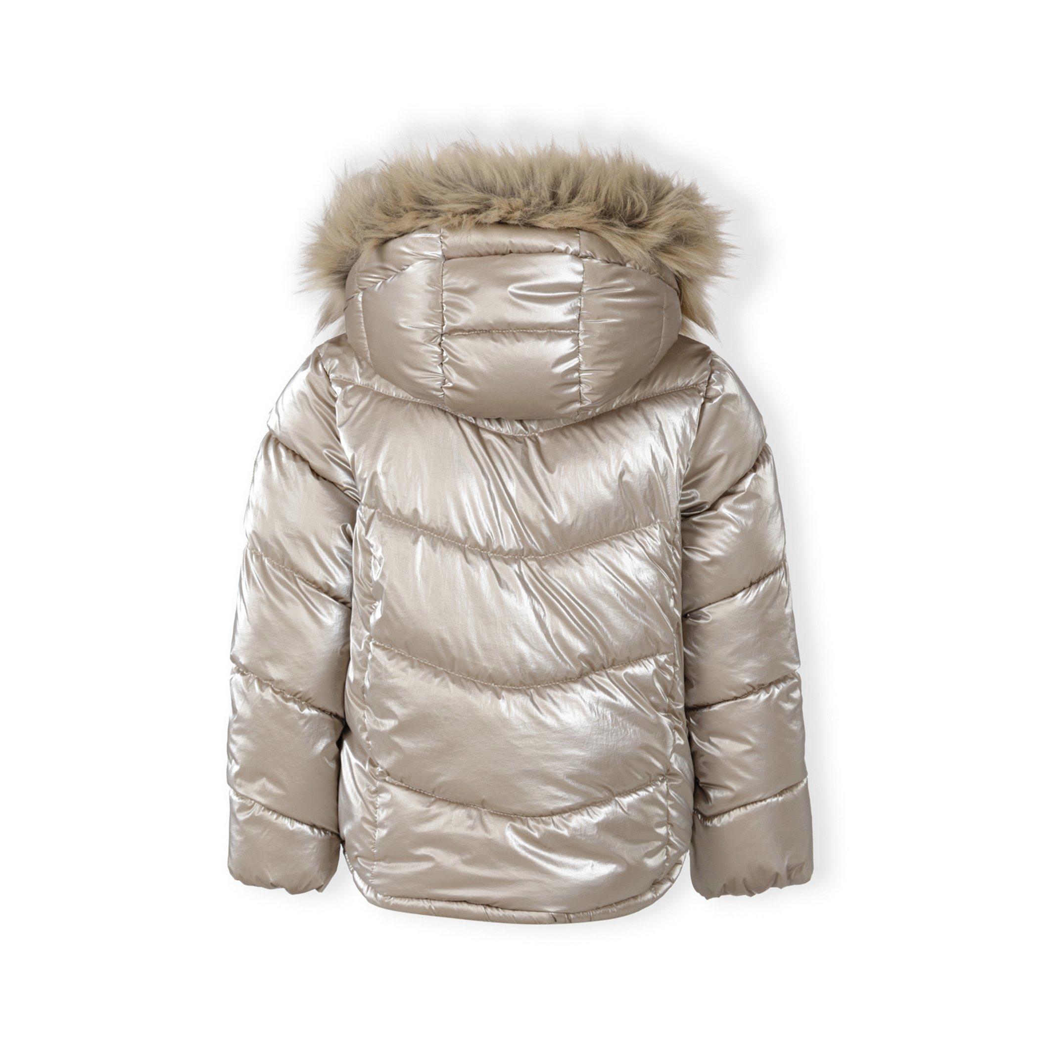 Sand - Minoti - Girls winter jacket metallic finish beige - 3