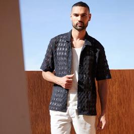 Threadbare Cotton Revere Collar Textured Short Sleeve Shirt