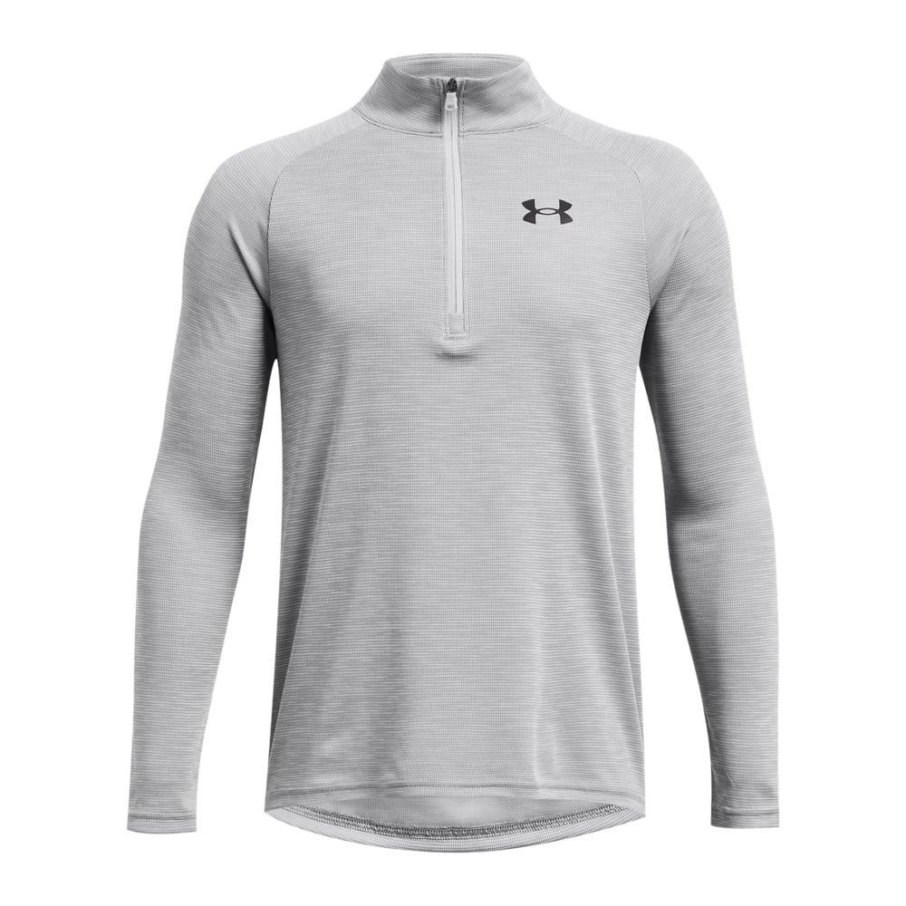 Grey - Under Armour - Tech Textured 1/2 Zip Long Sleeve Top - 1