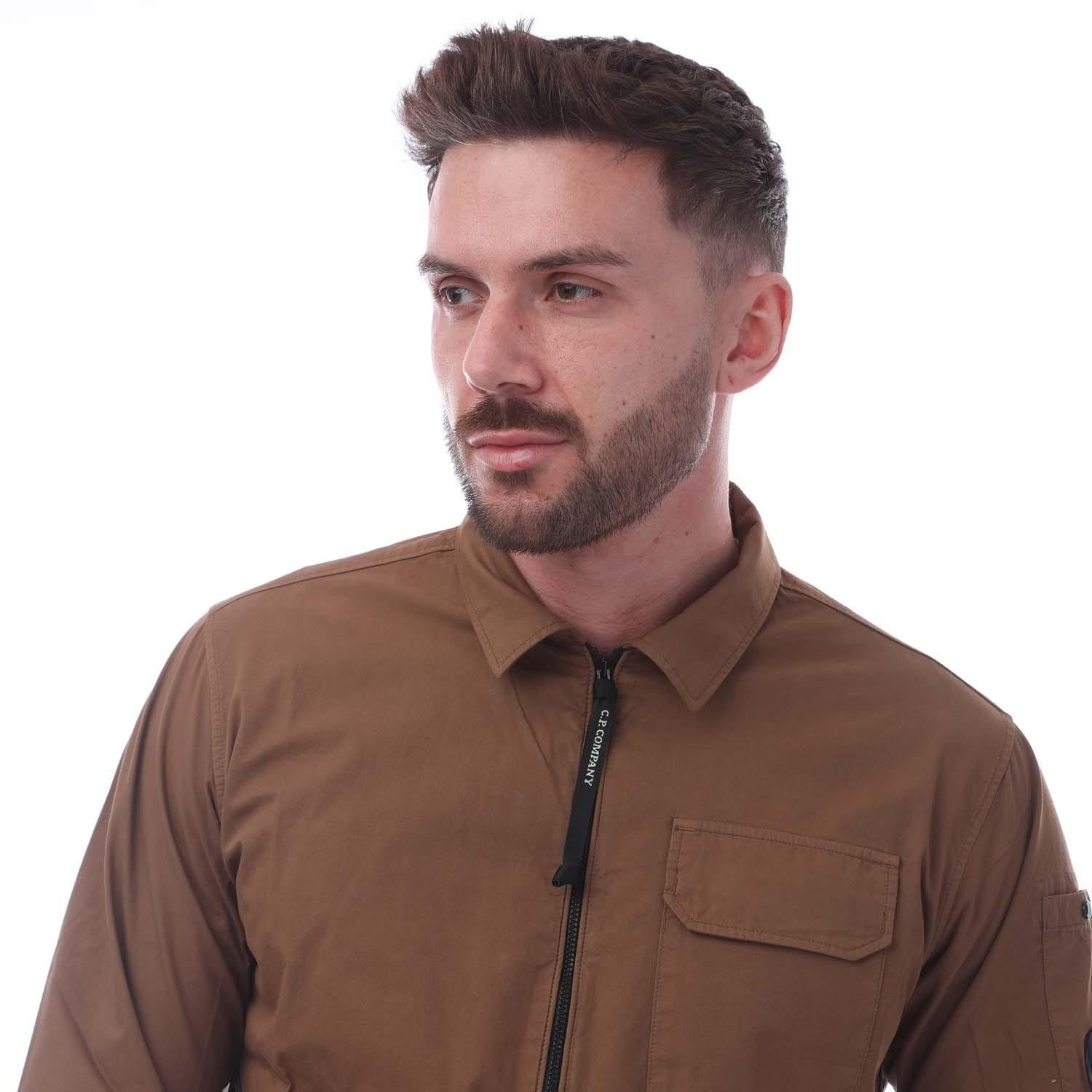 Brown - CP Company - Gabardine Zip Overshirt - 3