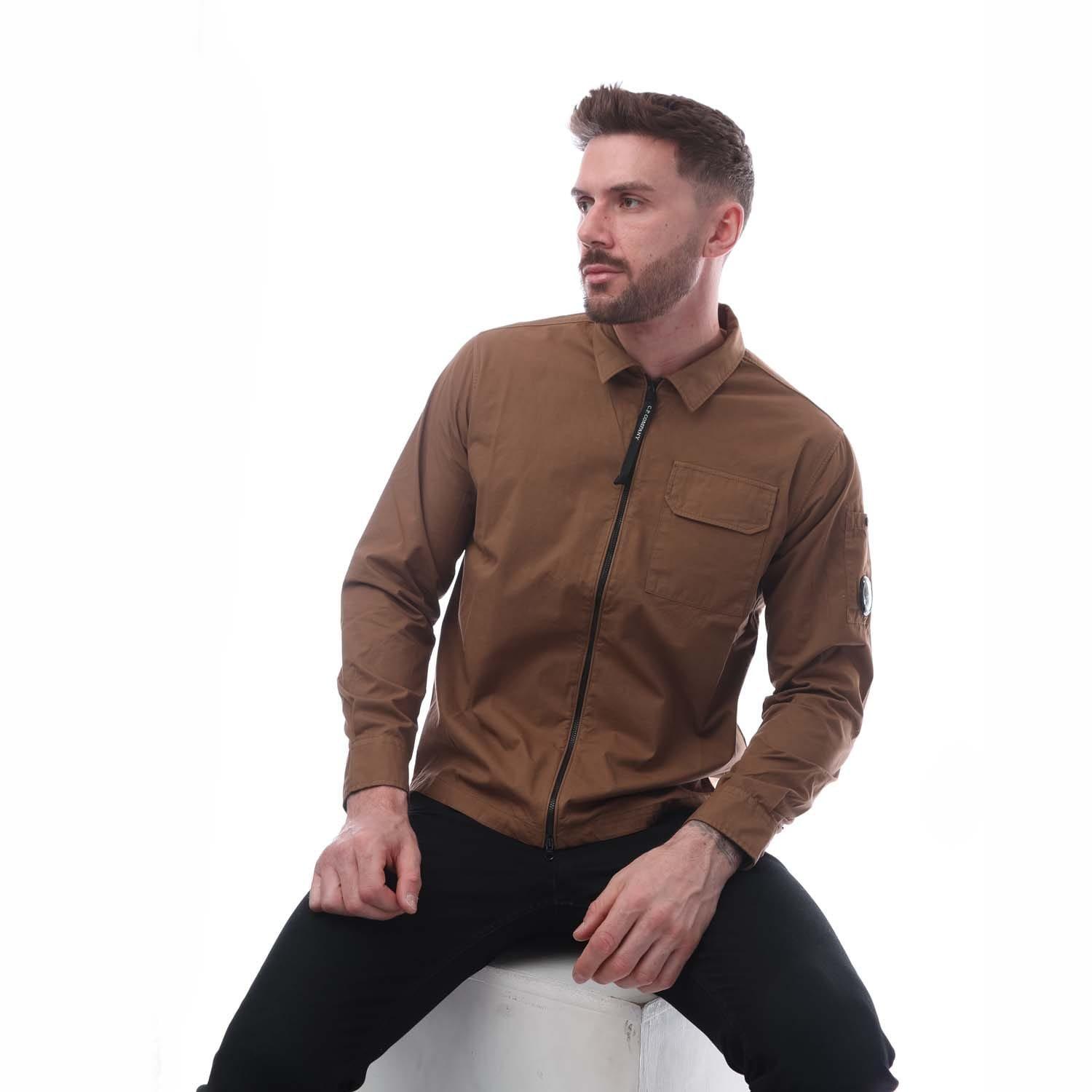 Brown - CP Company - Gabardine Zip Overshirt - 5