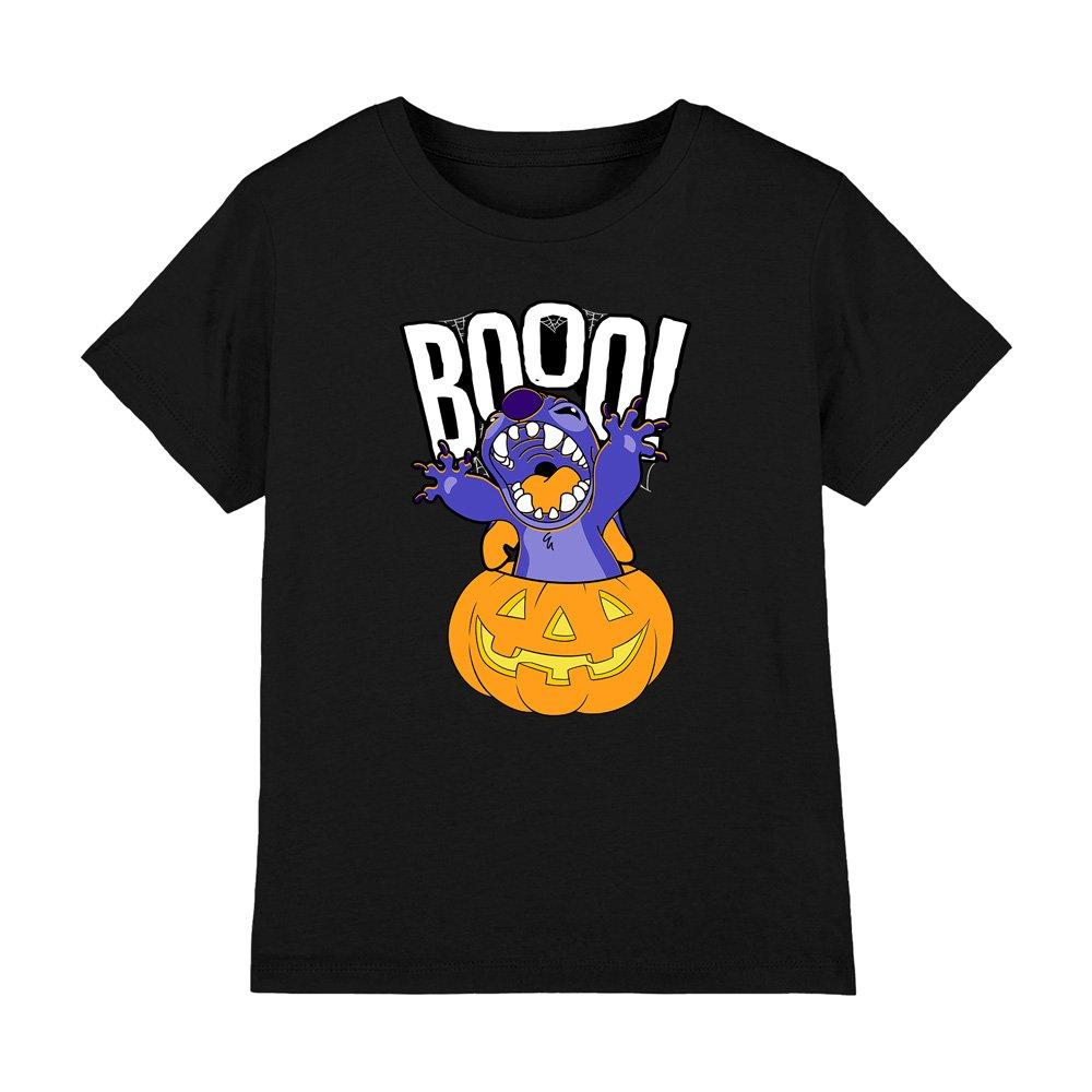 Black - Disney - Lilo & Stitch Laughing Pumpkin Kids T-Shirt Black - 1