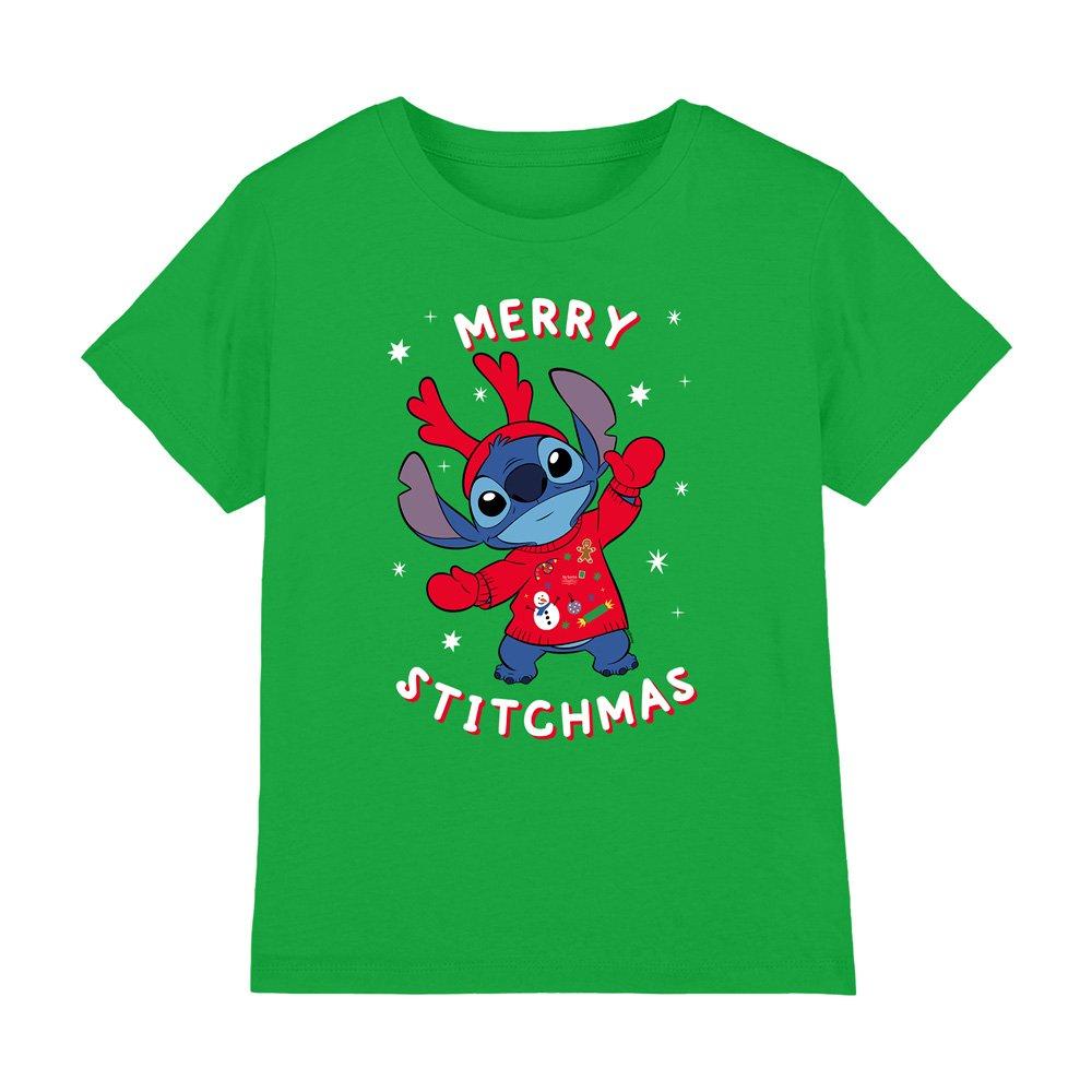 Dark Green - Disney - Lilo & Stitch Merry Stitchmas Christmas Kids T-Shi - 1