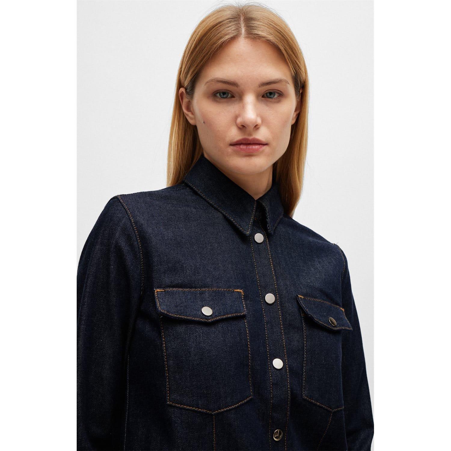 Blue - Boss - Stretch-Cotton Denim Shirt - 3