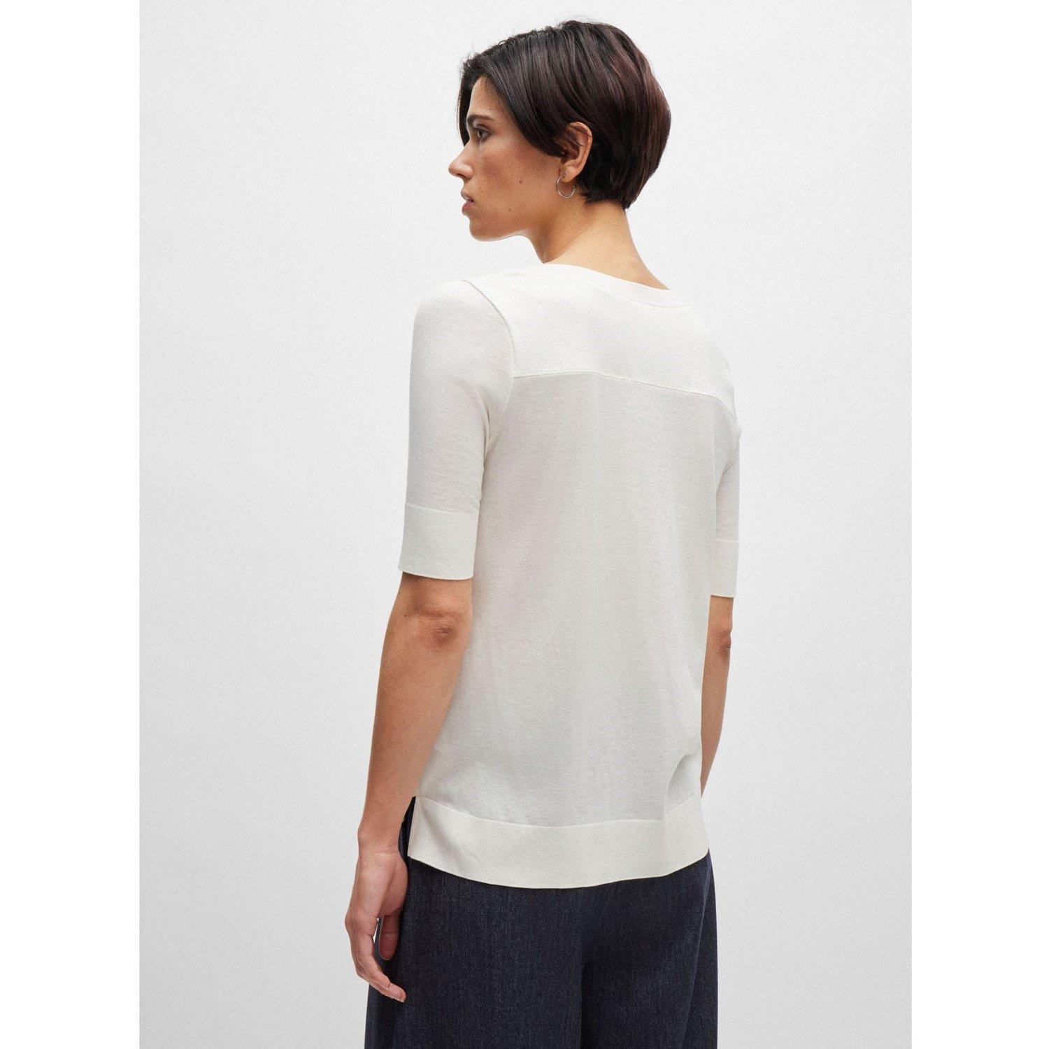 White - Boss - Eleanza Short Sleeve Silk Top - 2