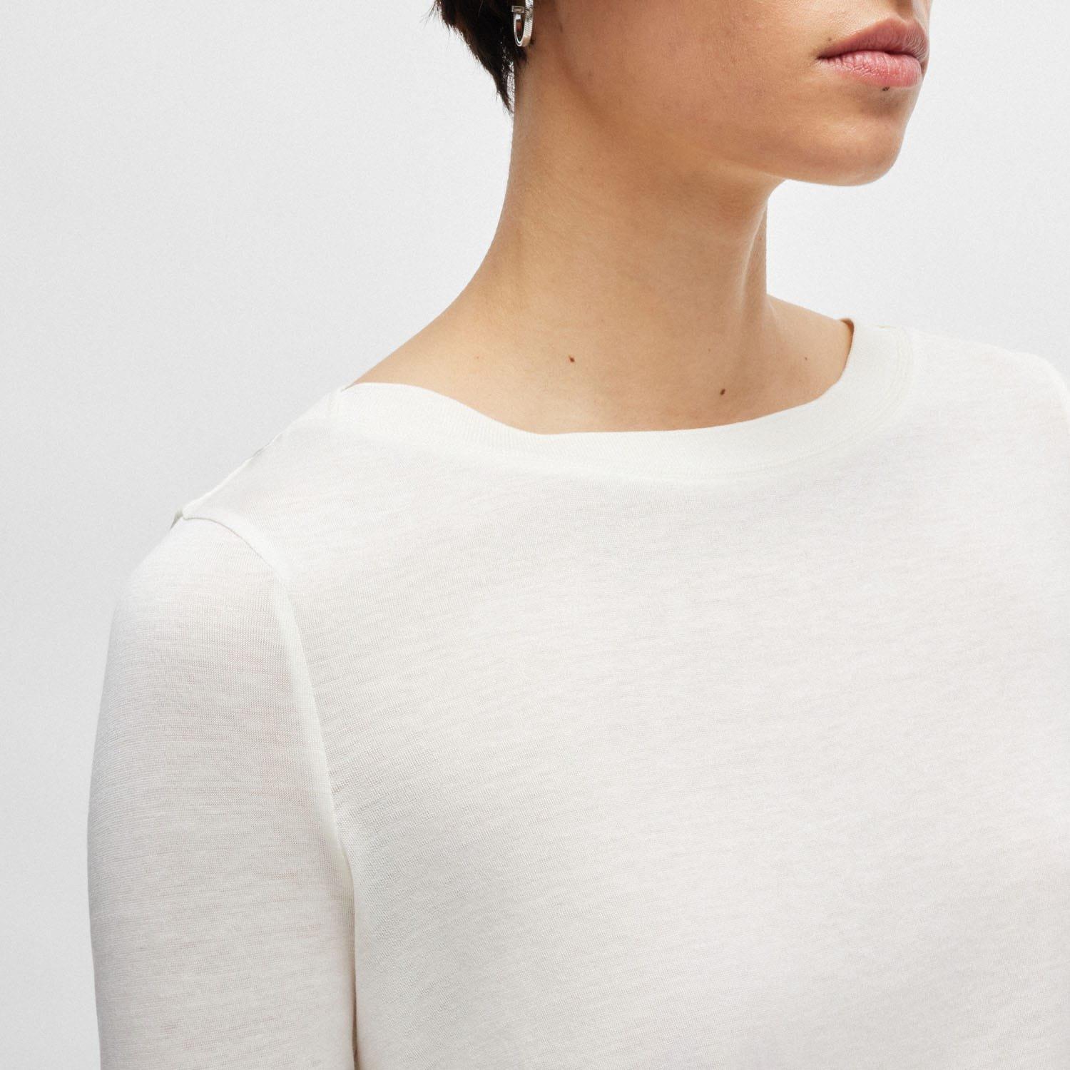 White - Boss - Eleanza Short Sleeve Silk Top - 3