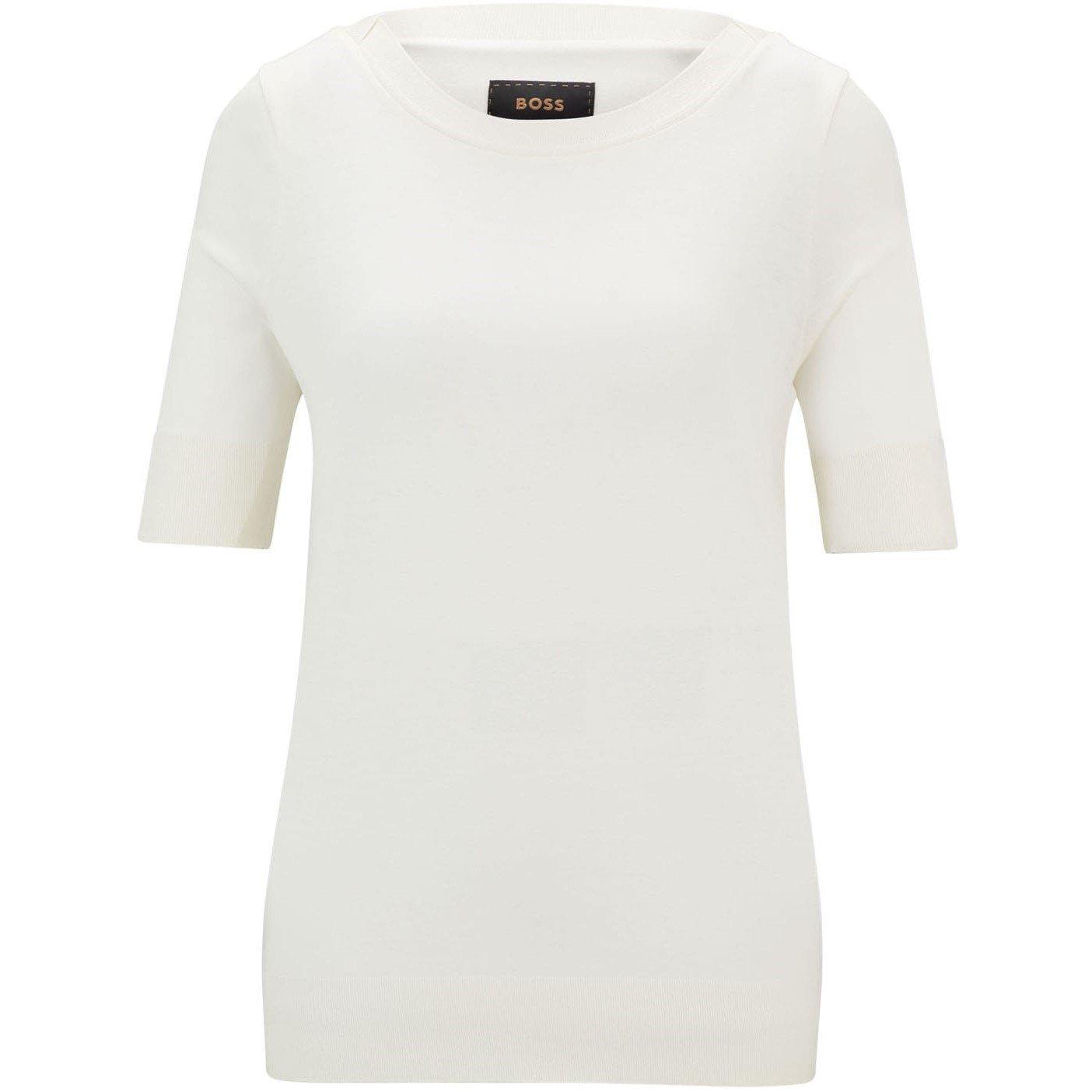 White - Boss - Eleanza Short Sleeve Silk Top - 4