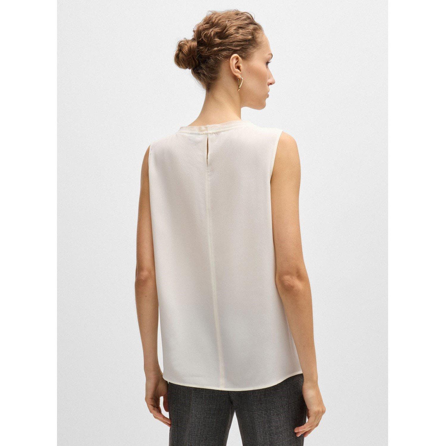White - Boss - Bemiula Pleat-Front Sleeveless Blouse - 2