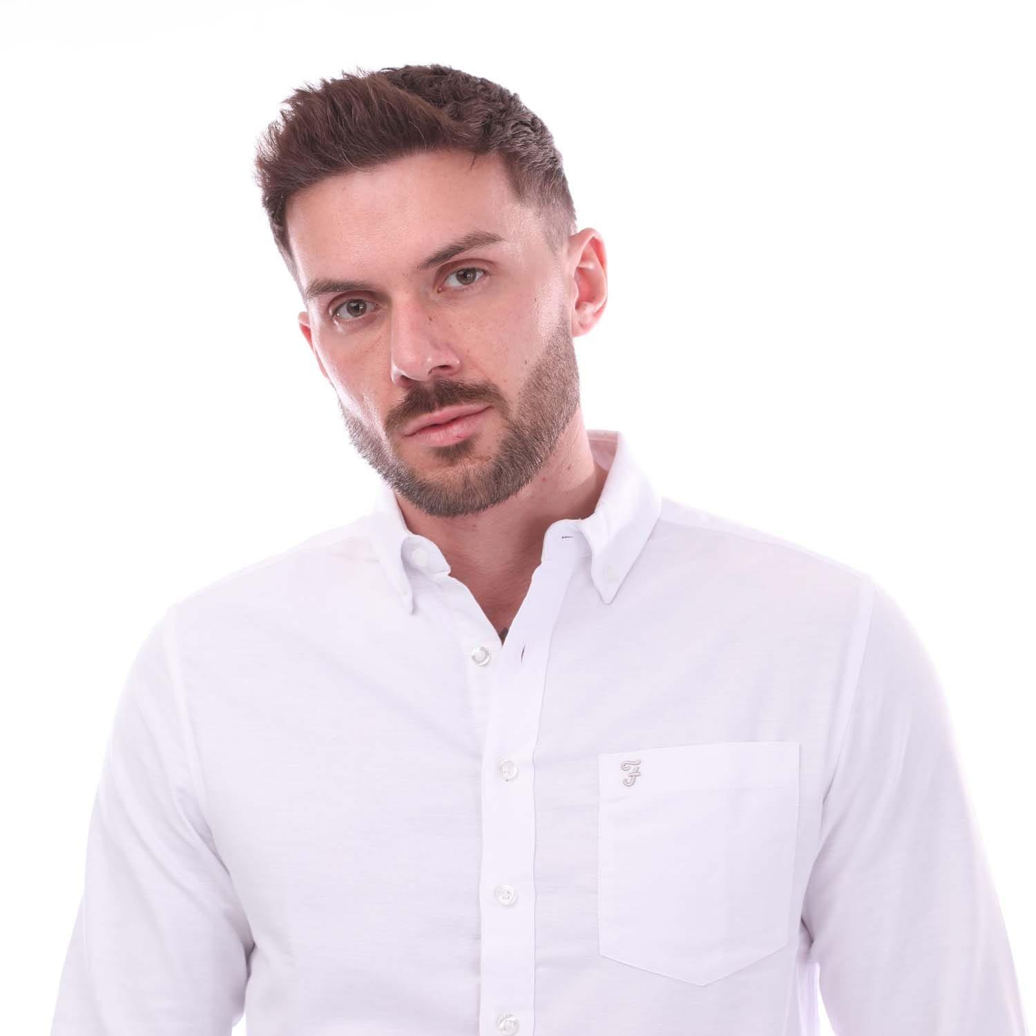 White - Farah - Drayton Long Sleeve Polo Shirt - 5