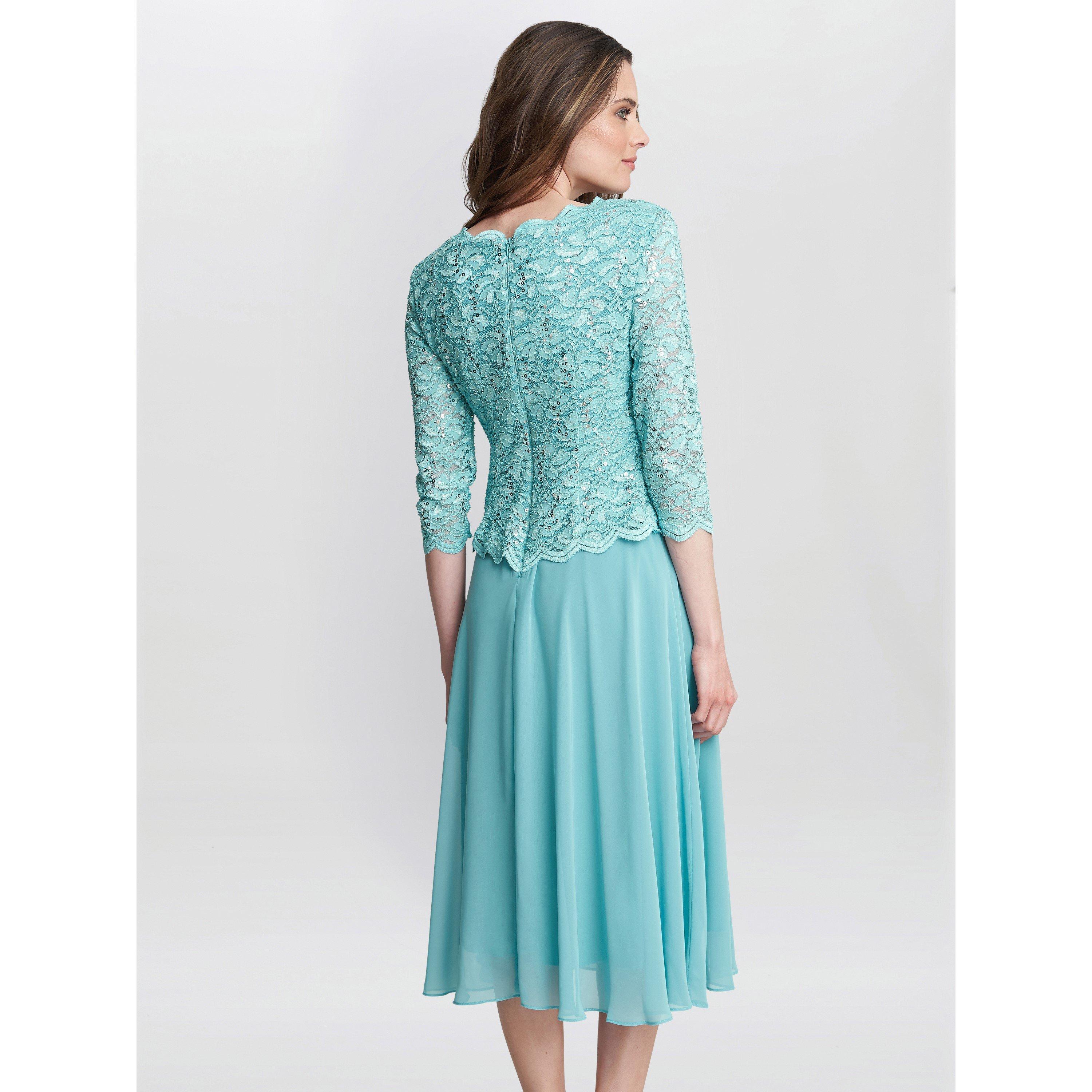 Sea Mist - Gina Bacconi - Rona Midi Dress with Chiffon Skirt - 2