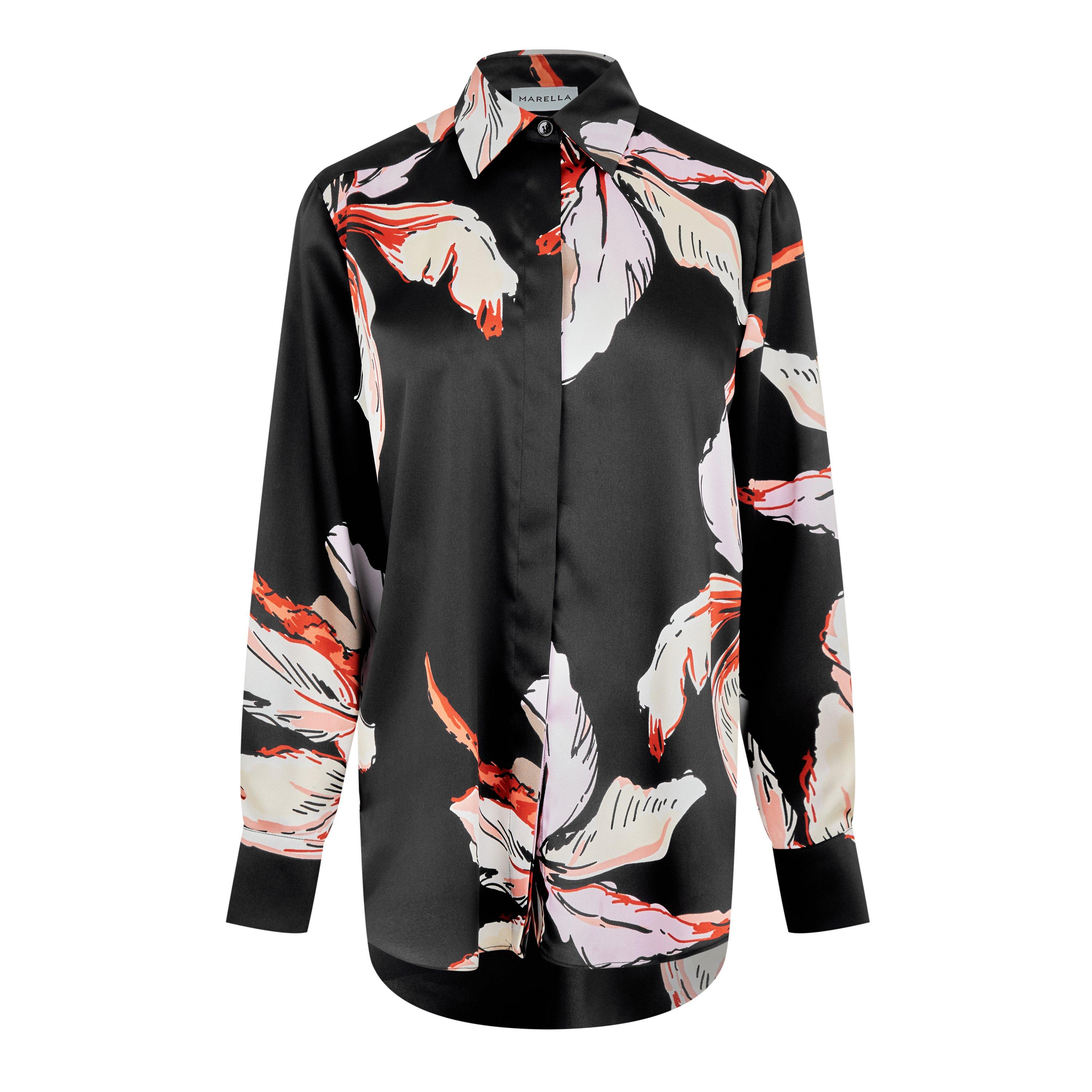 Black 001 - Marella - Women's Lugano Floral Long-Sleeve Patterned Shirt - 6