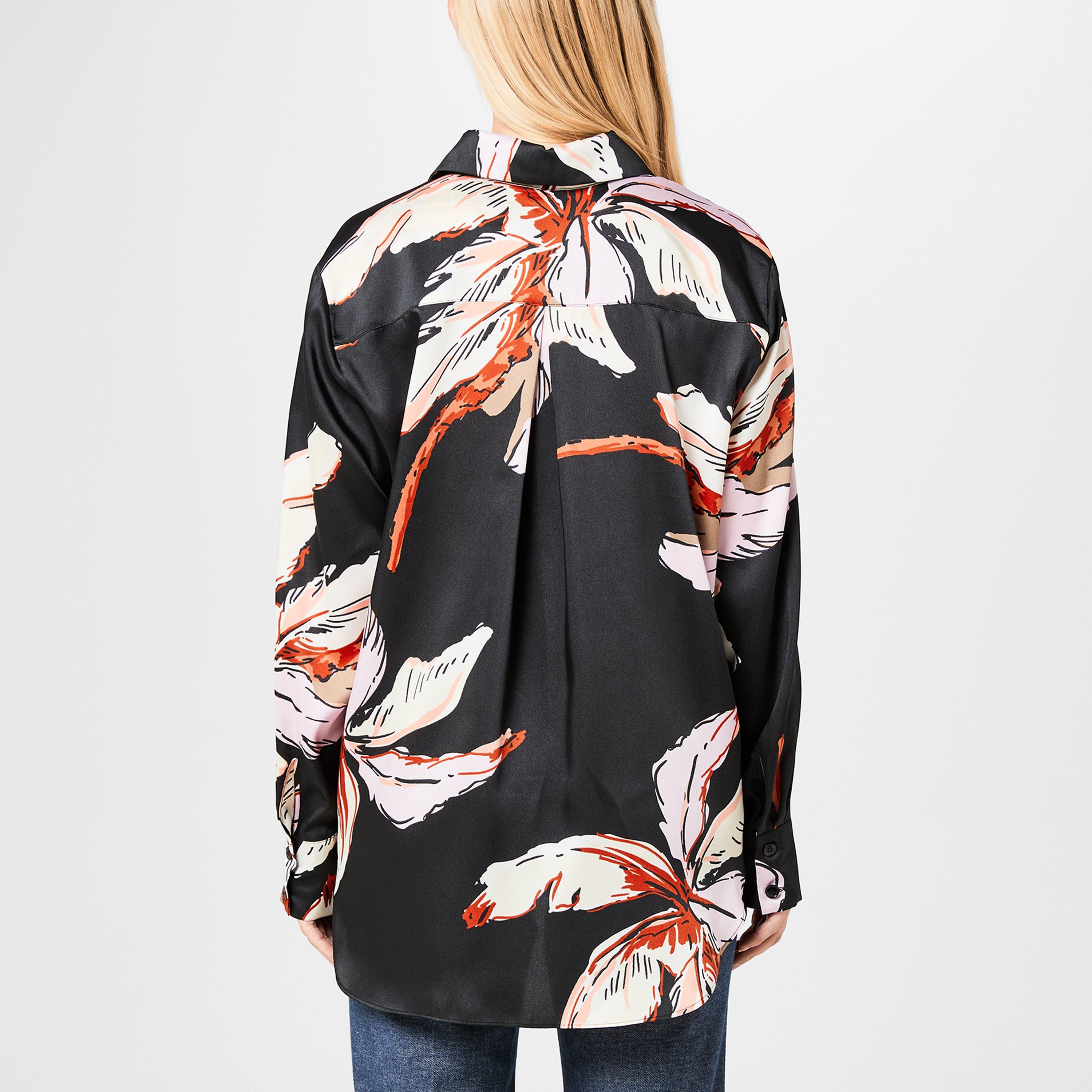 Black 001 - Marella - Women's Lugano Floral Long-Sleeve Patterned Shirt - 3