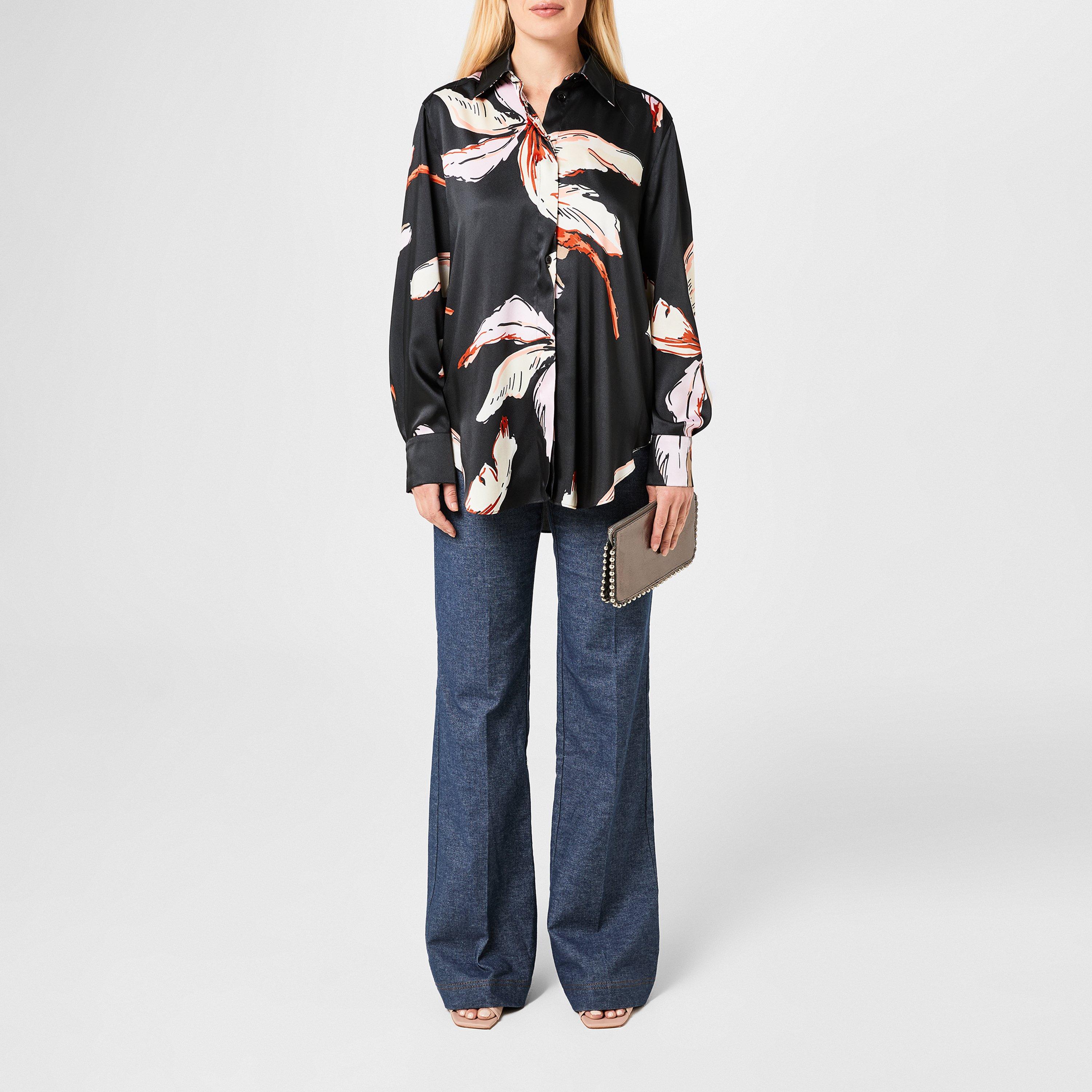 Black 001 - Marella - Women's Lugano Floral Long-Sleeve Patterned Shirt - 4