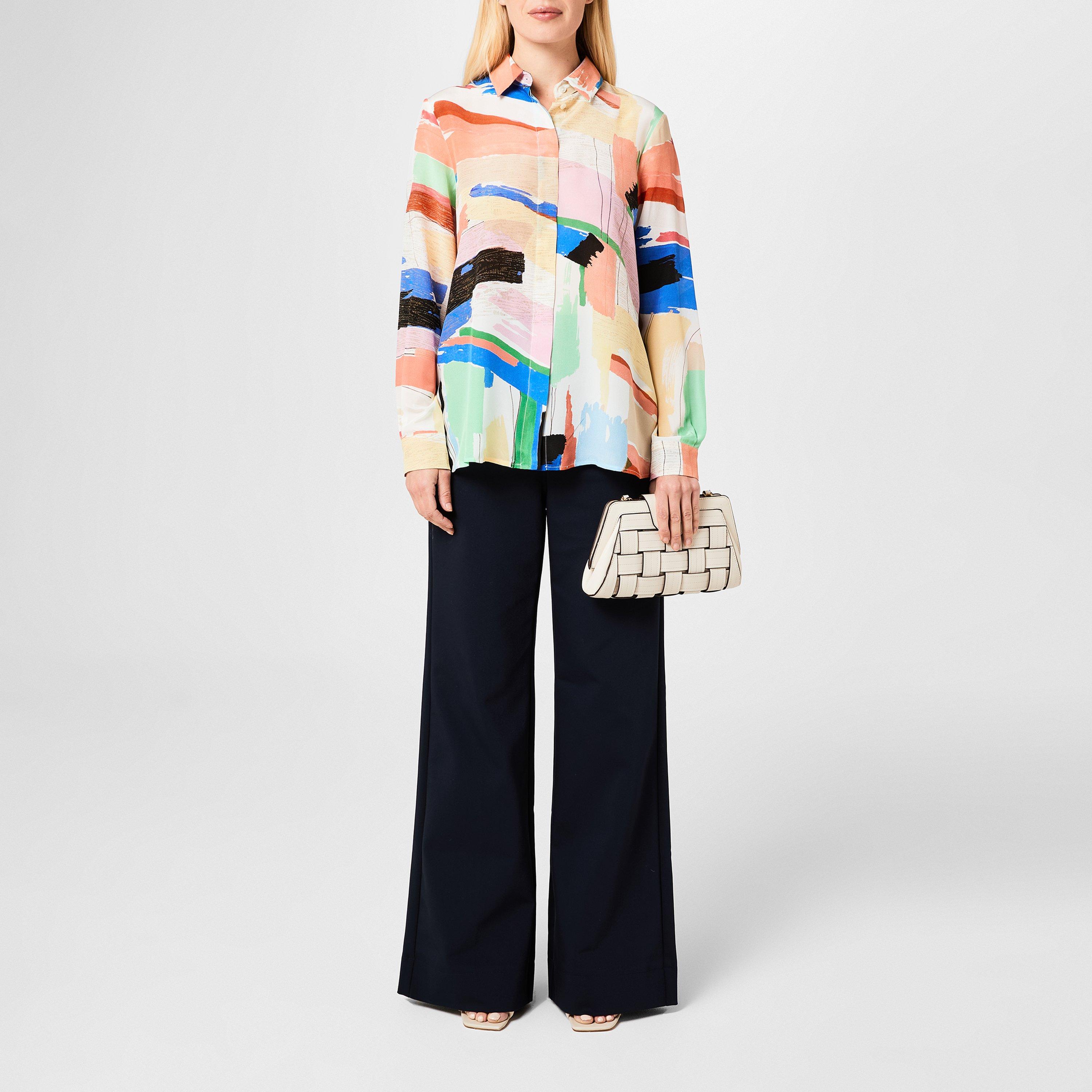 Pink 010 - Marella - Women's Abstract Print Long Sleeve Button Through Shirt - 4