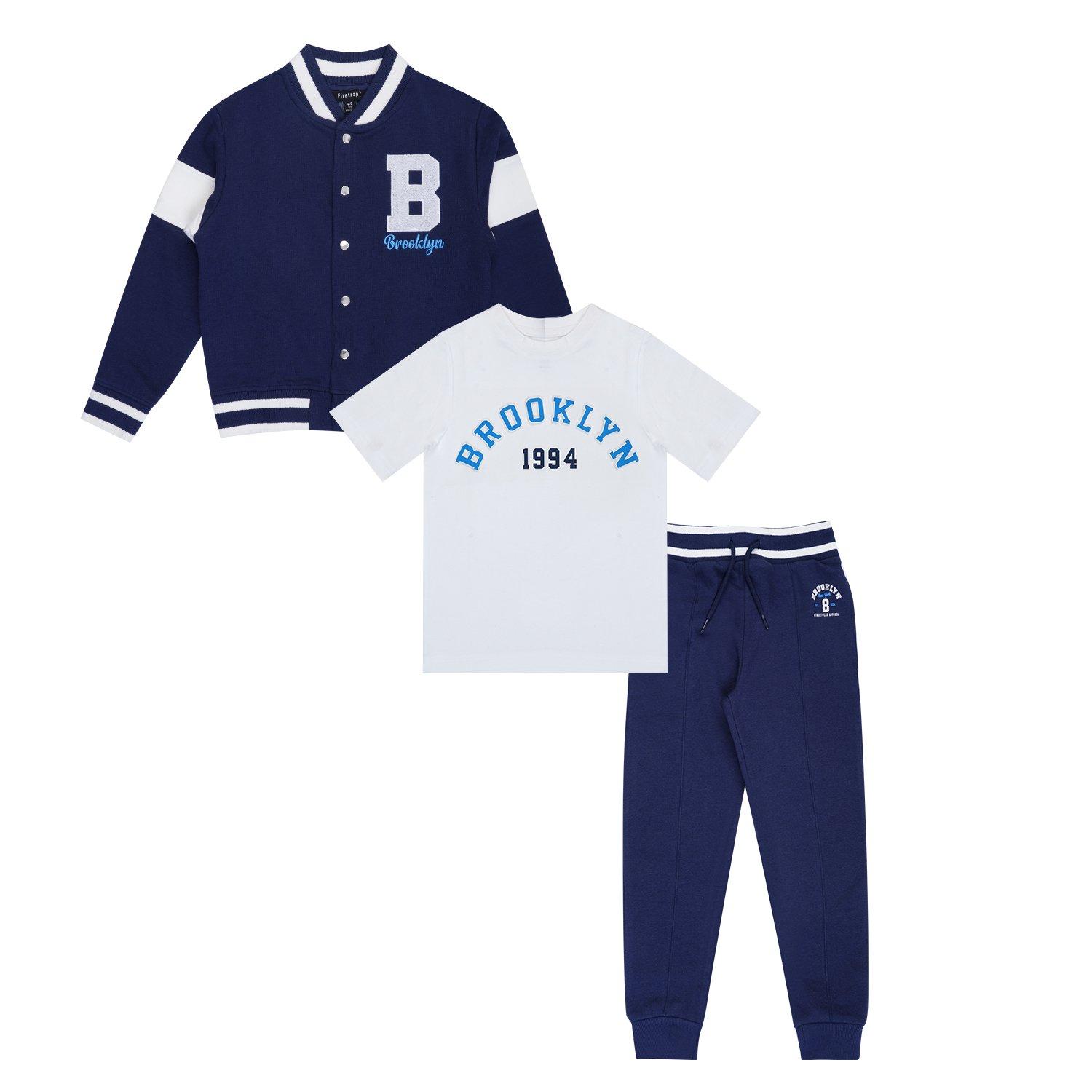 Marineblau/Weiß - Firetrap - Brooklyn Top and Trouser Set with Jacket Infants - 1