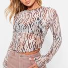 ZÈBRE BRUNE - I Saw It First - ISAWITFIRST Printed Sheer Mesh Top - 4