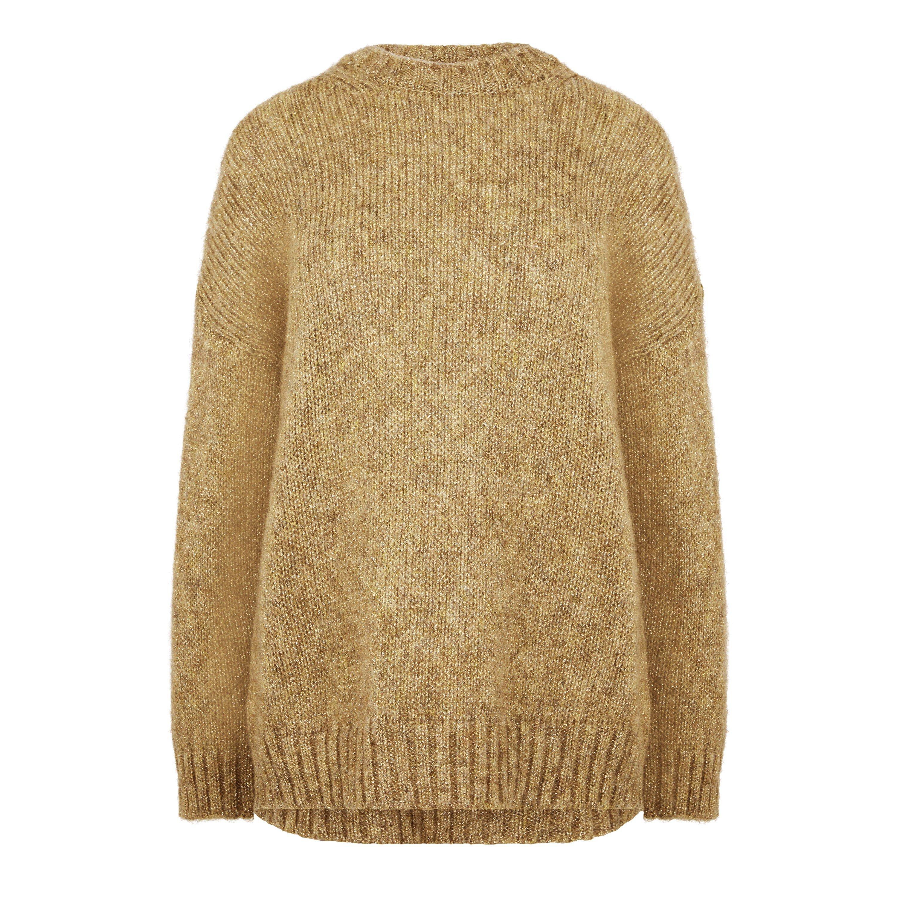 Gold 001 - Weekend Max Mara - Women's Antony Fine Knit Relaxed Fit Crew Neck Jumper - 1