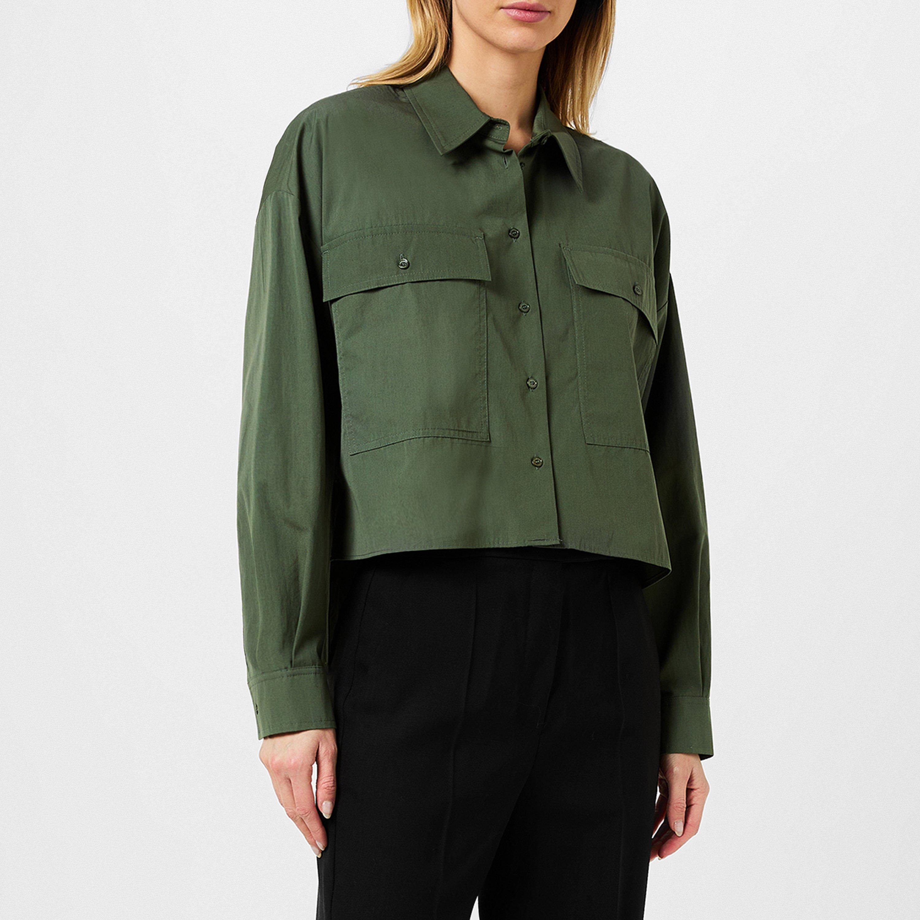 Kaki 011 - Weekend Max Mara - Women's Carter Long-Sleeve Plain Shirt - 1