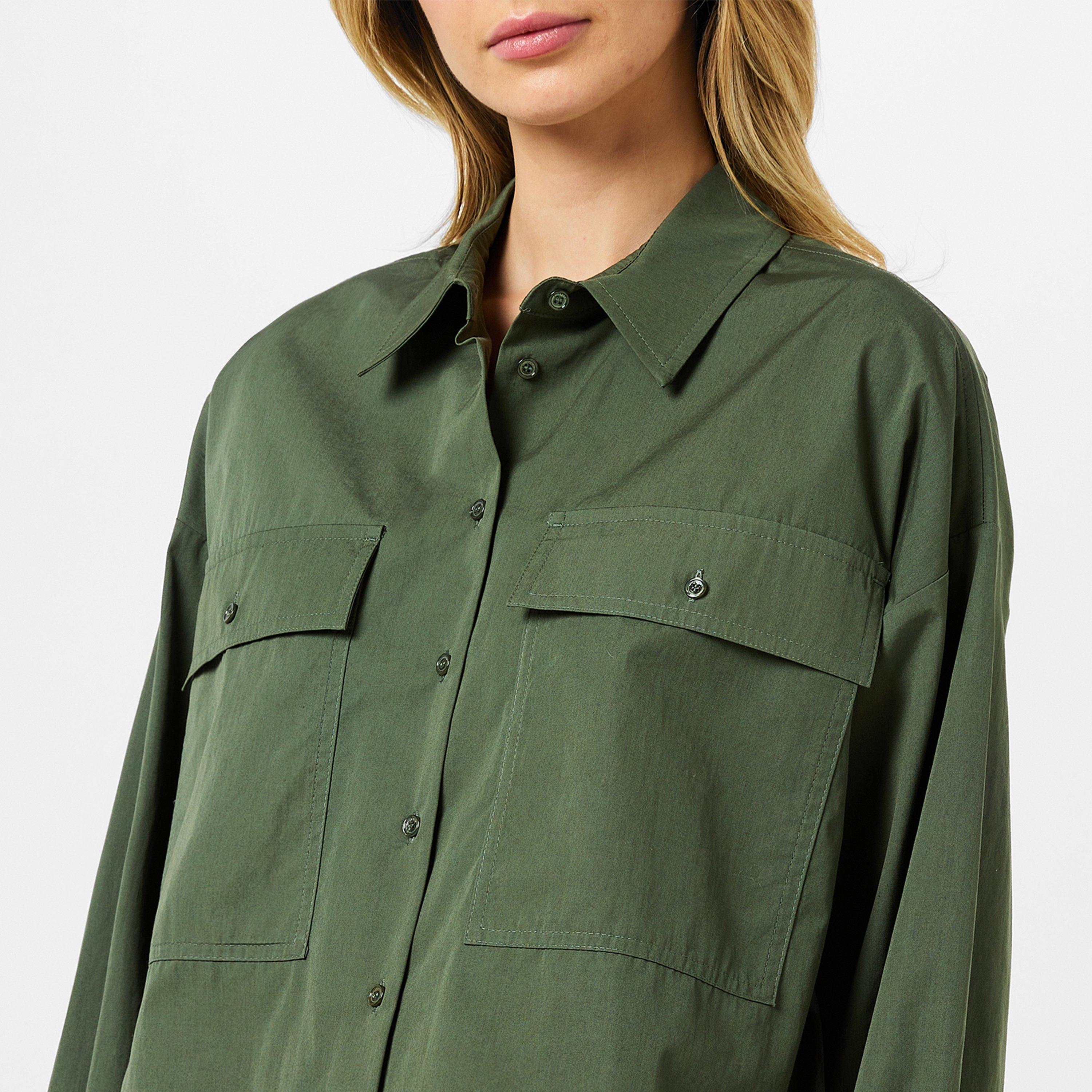 Kaki 011 - Weekend Max Mara - Women's Carter Long-Sleeve Plain Shirt - 3